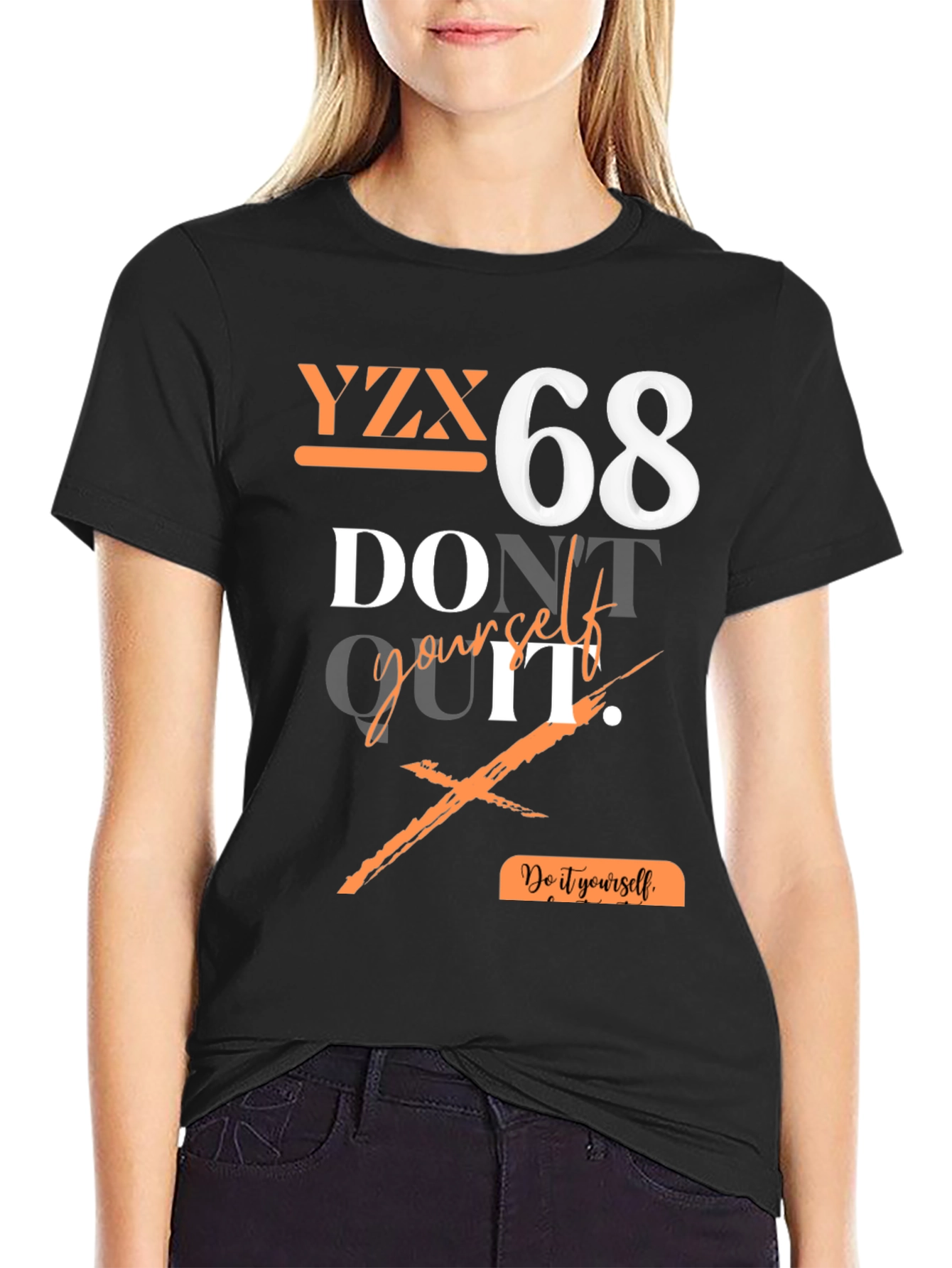 Black YZX 68 Graphic Print T-Shirt - Do It Yourself view 2