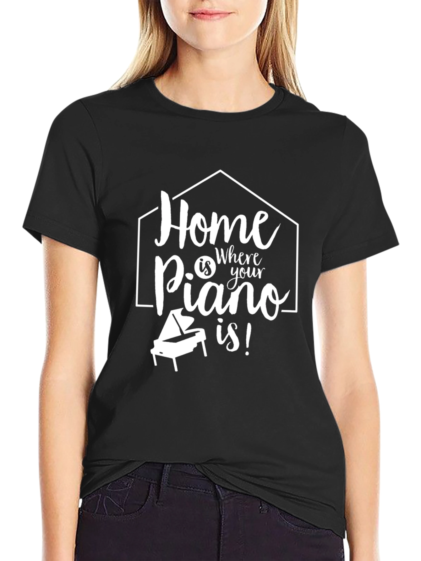 Black Home is Where Your Piano Is Black T-Shirt view 2