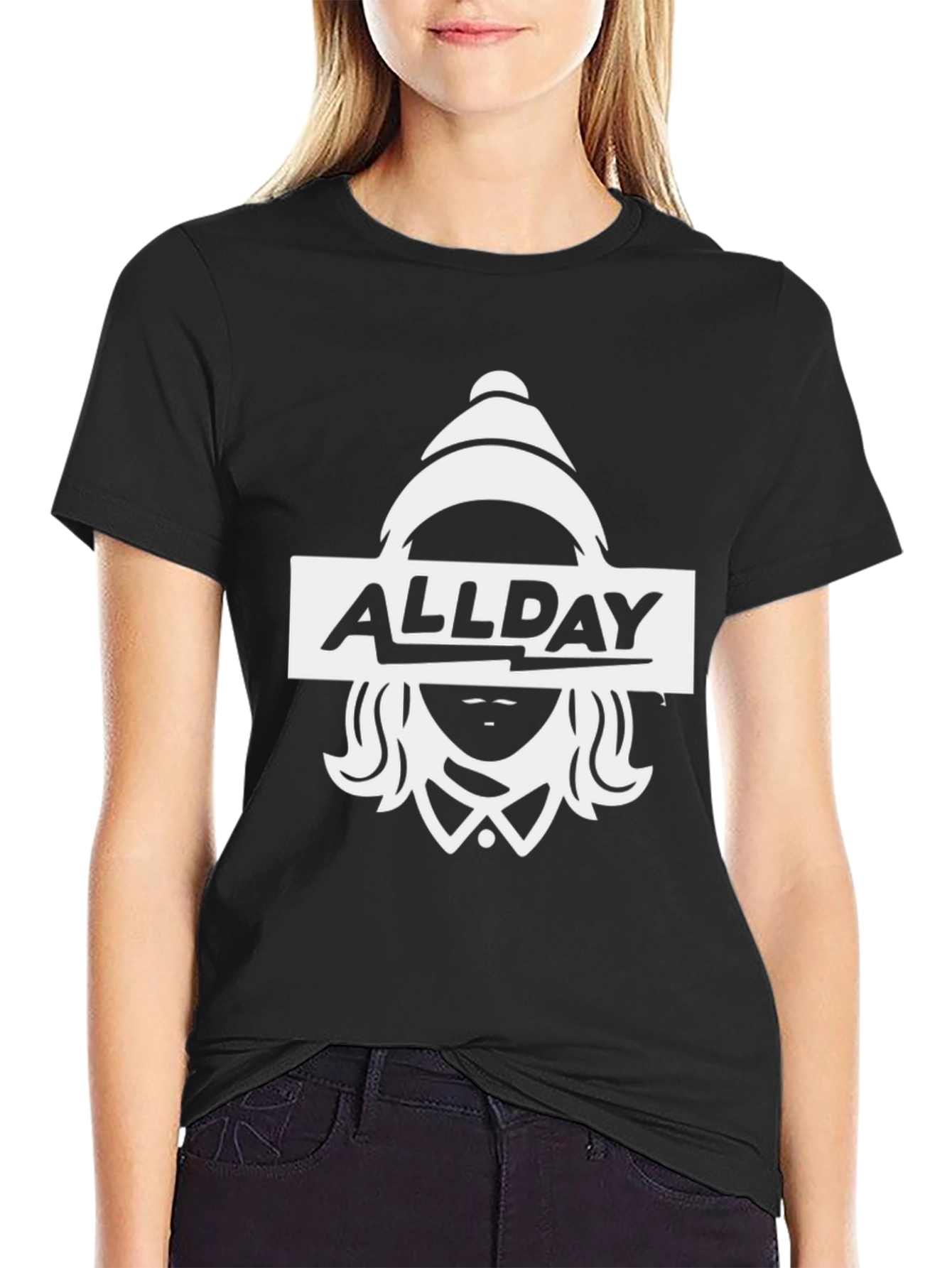 Black AllDay Graphic Tee - Black Cotton T-Shirt view 2