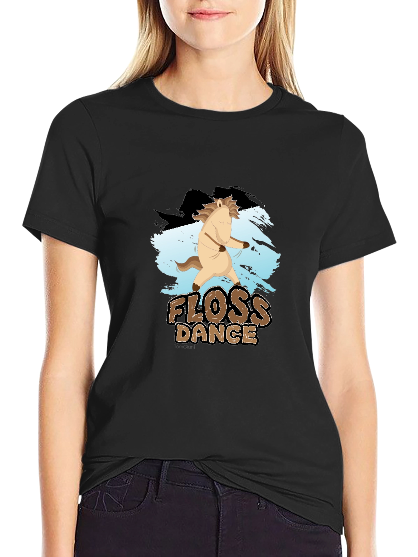 Black Floss Dance Horse T-Shirt, Funny Graphic Tee view 2