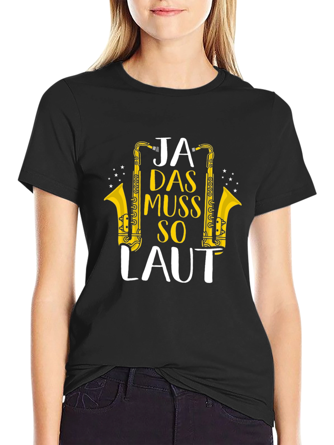 Black Ja Das Muss So Laut Saxophone T-Shirt view 2