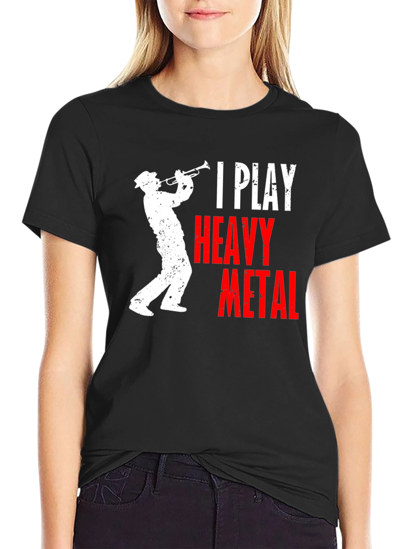 Black I Play Heavy Metal T-Shirt - Musician Humor Tee view 2