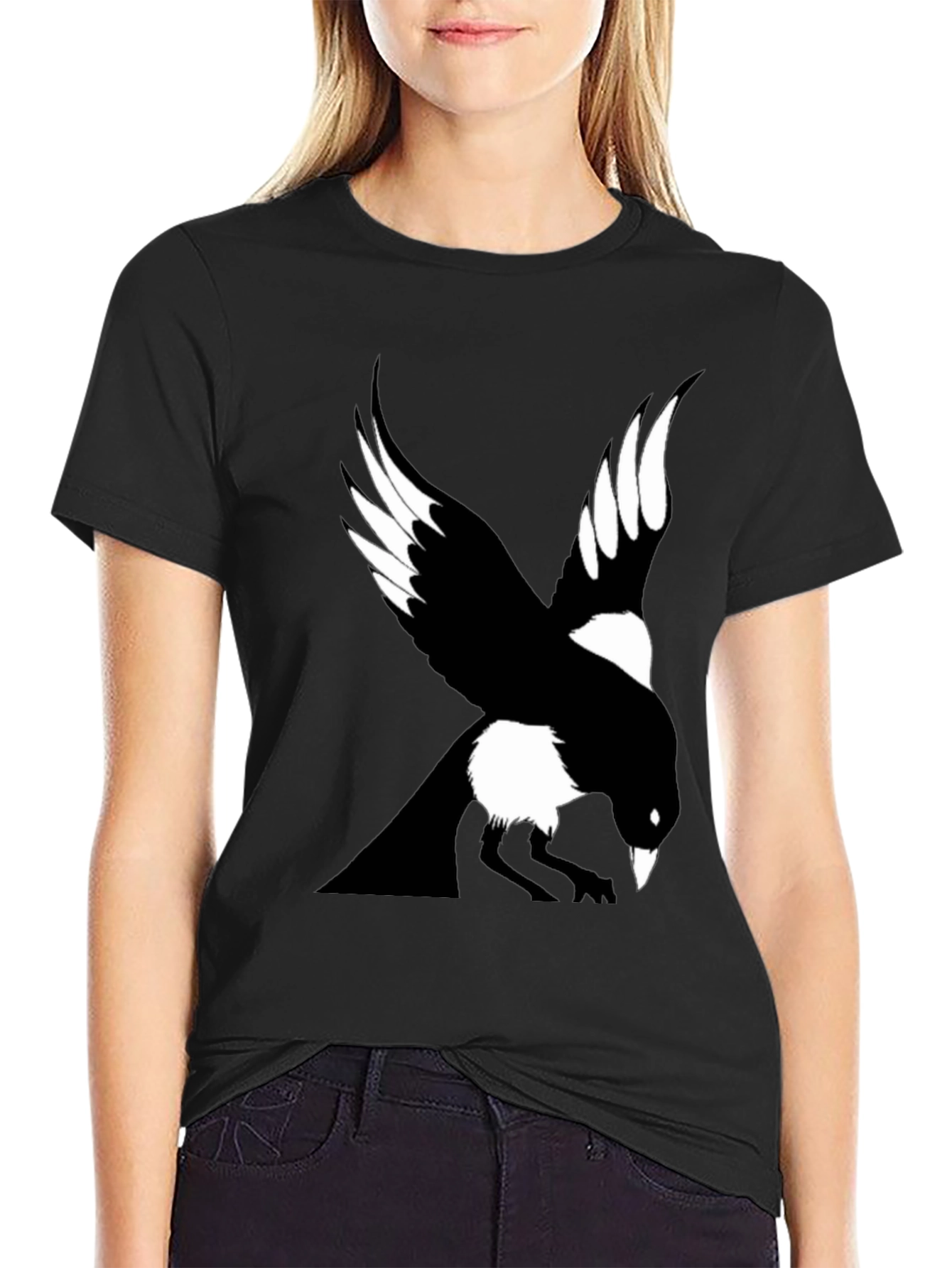 Black Raven Graphic Tee - Men's Black Crew Neck T-Shirt view 2
