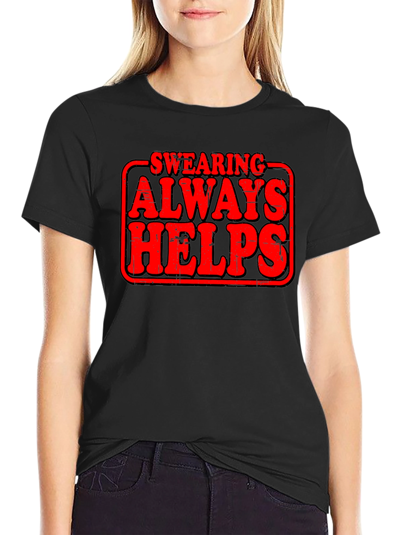 Black Swearing Always Helps Graphic T-Shirt view 2