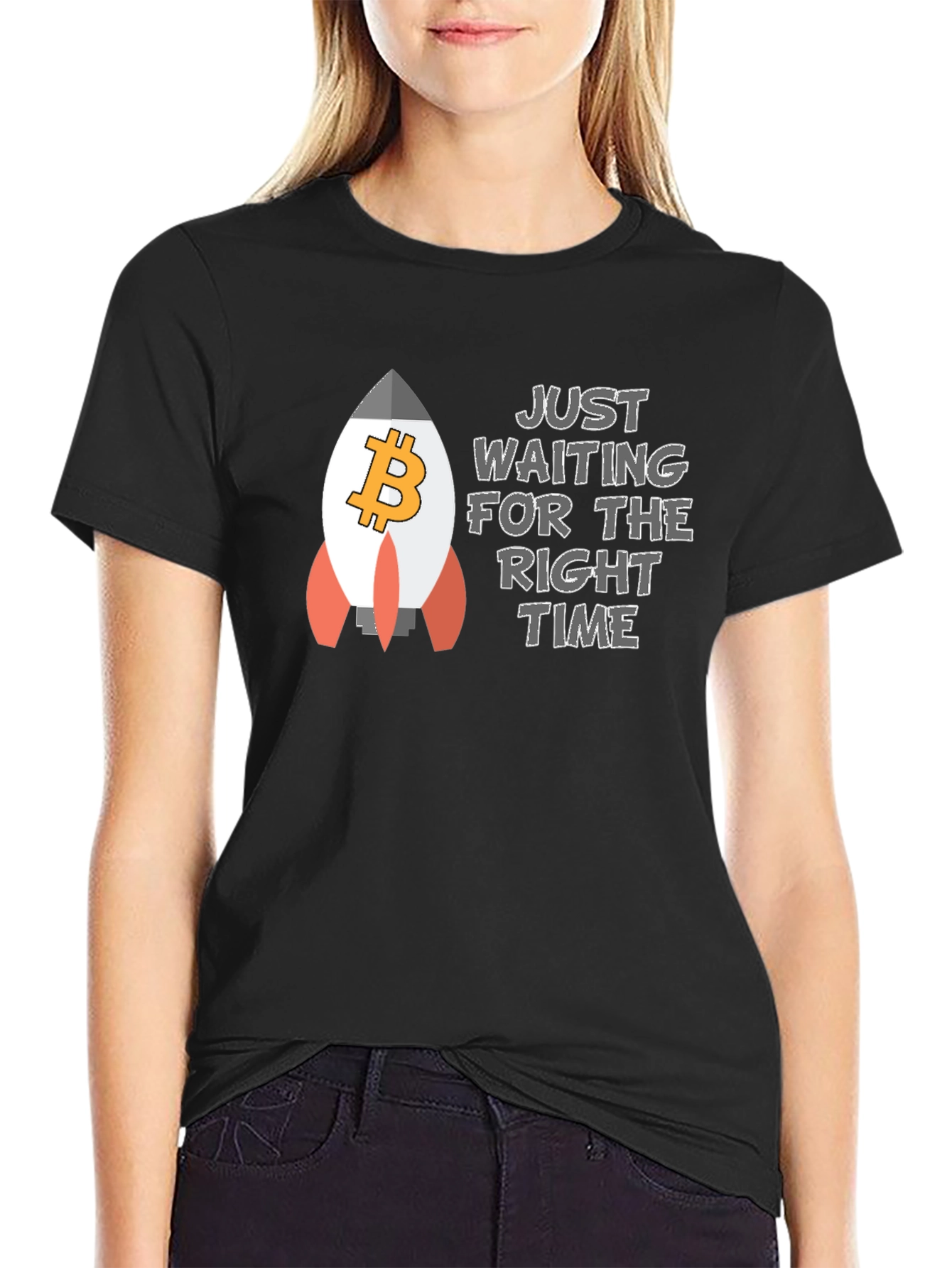 Black Bitcoin Rocket T-Shirt - Crypto HODL Tee view 2