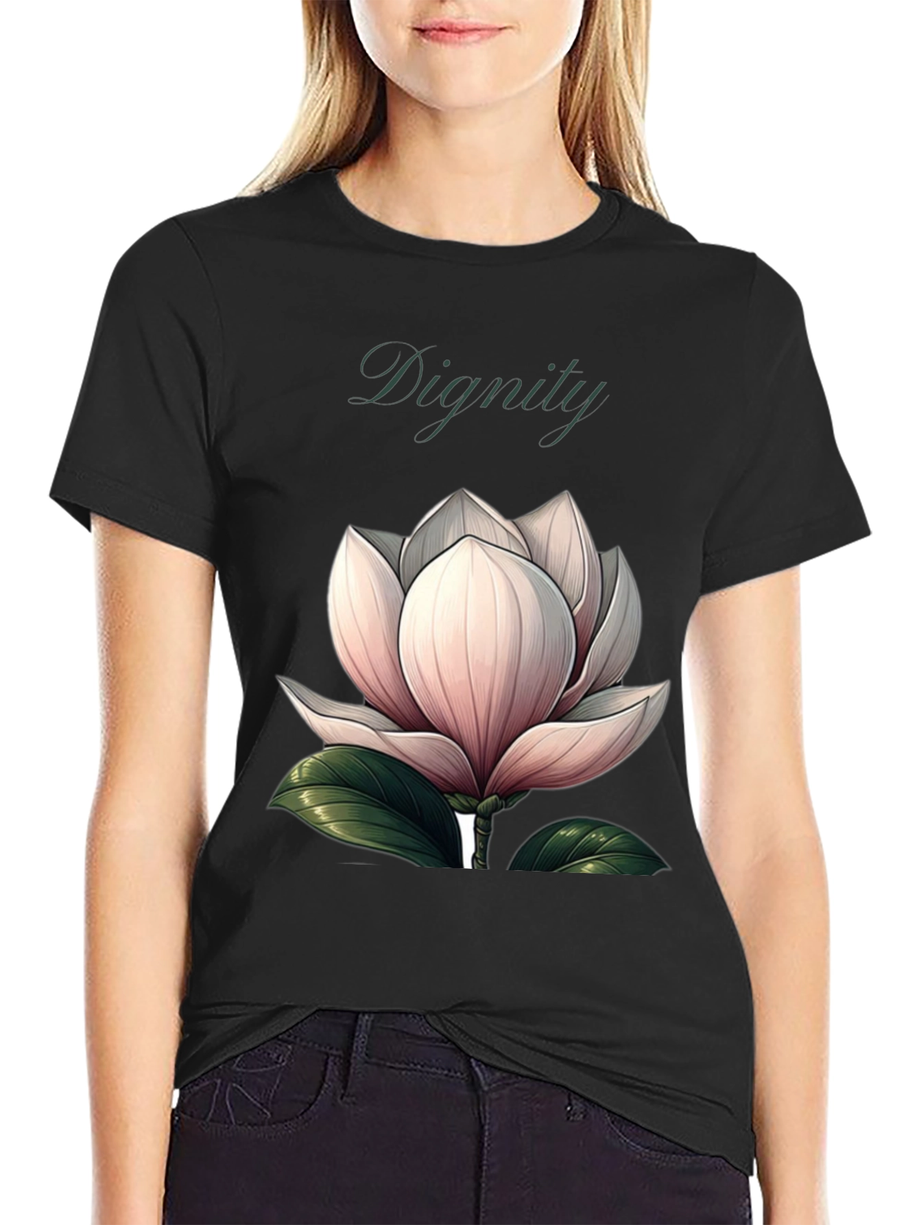 Black Dignity Floral Graphic Black T-Shirt view 2