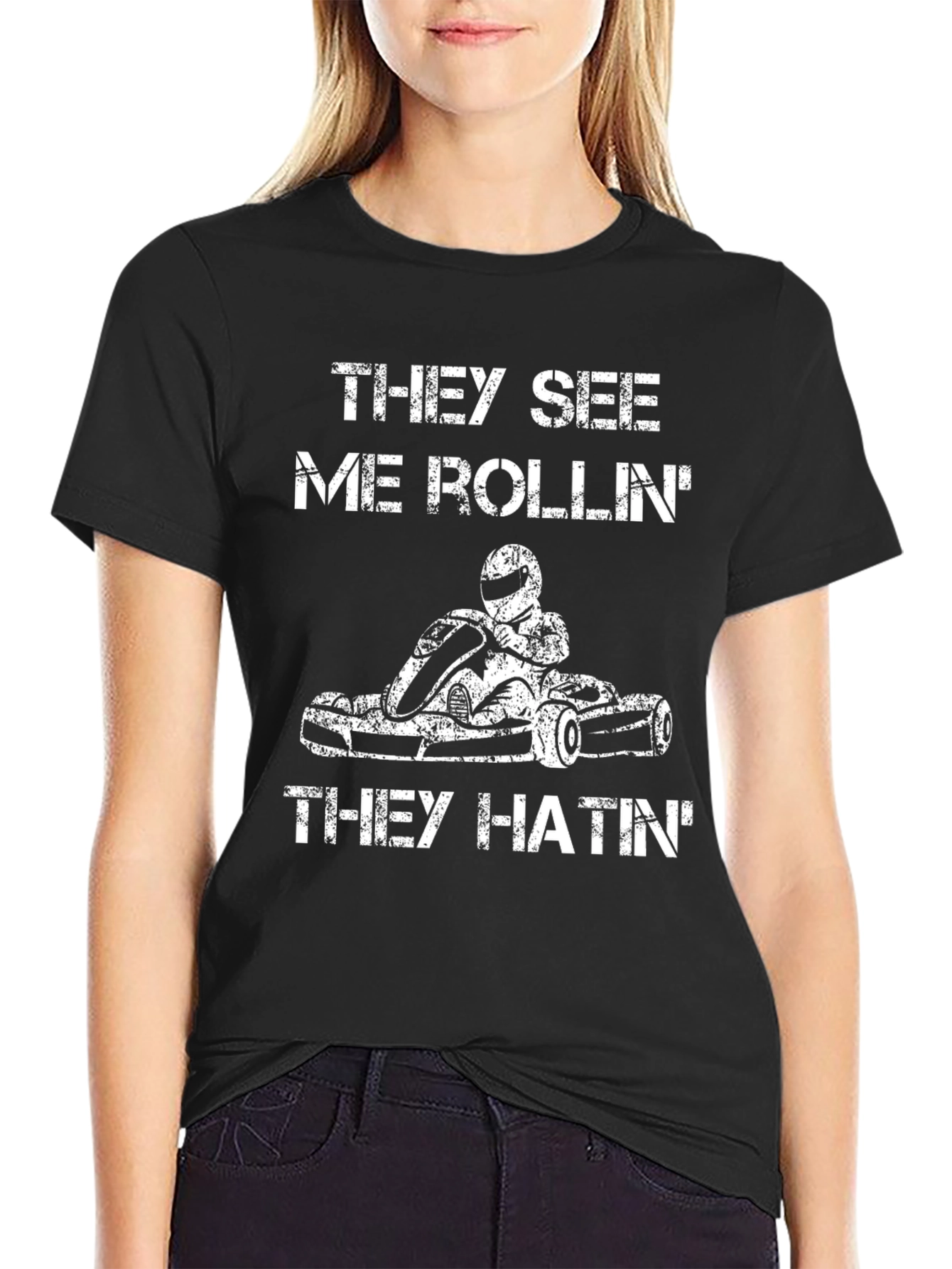 Black They See Me Rollin' Go Kart T-Shirt view 2