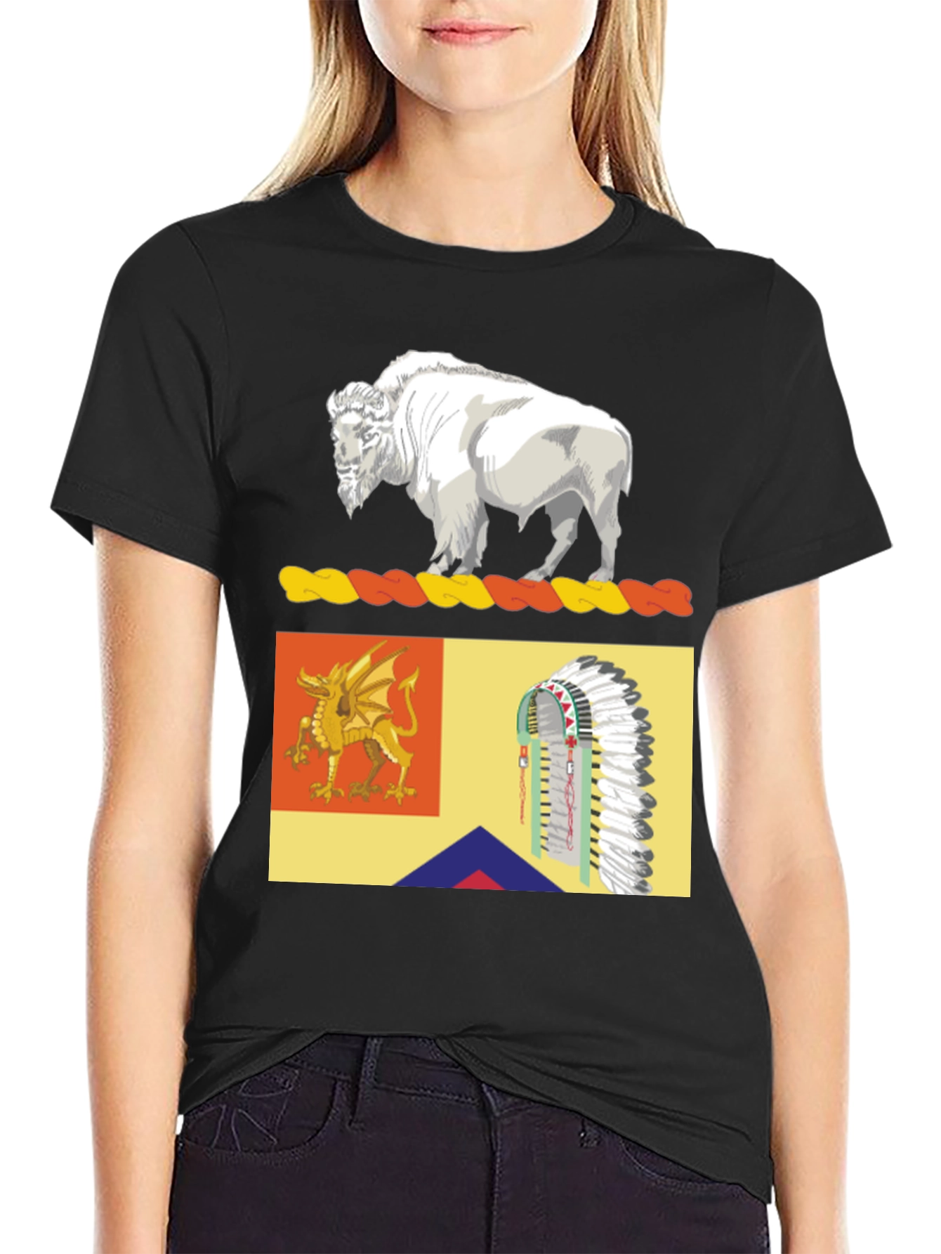 Black Buffalo, Dragon, & Headdress Graphic Tee view 2