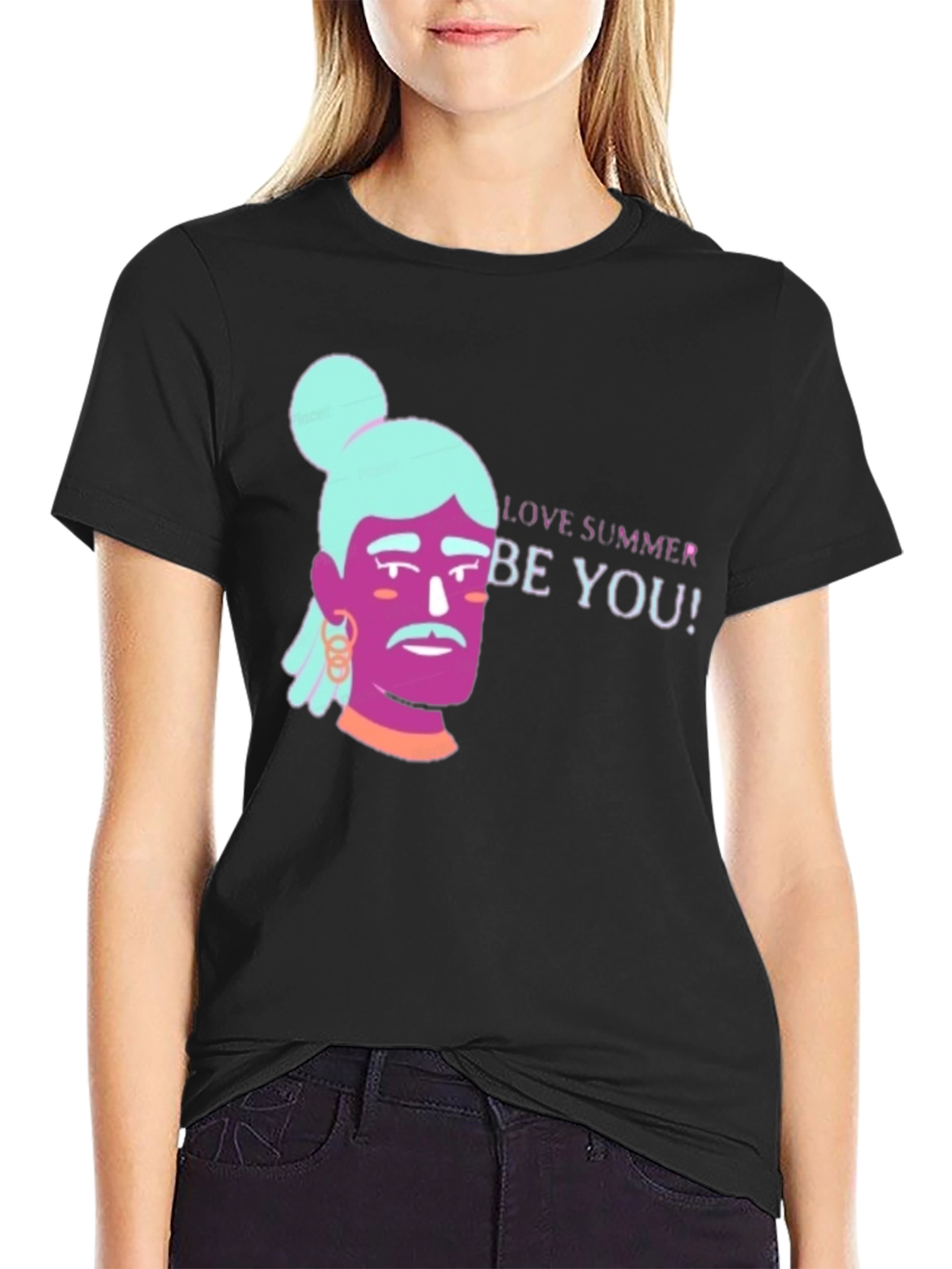 Black Love Summer Be You! Graphic Black T-Shirt view 2