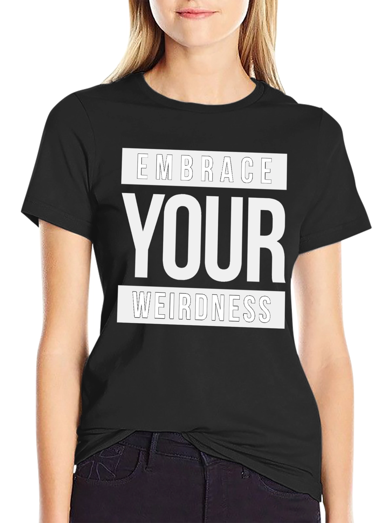 Black Embrace Your Weirdness Graphic T-Shirt - Black view 2