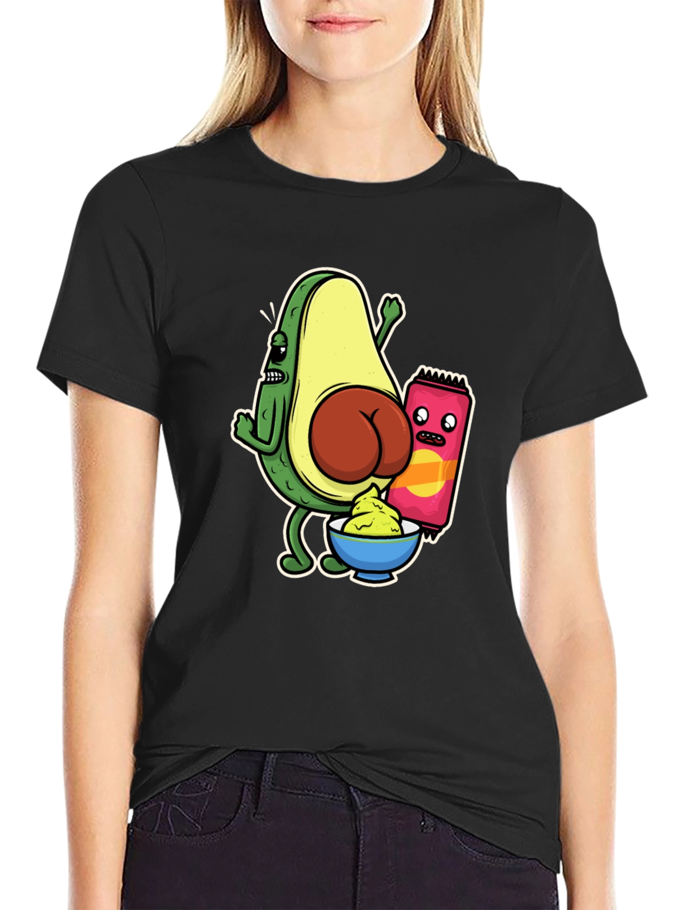Black Avocado Butt Funny Graphic Tee view 2