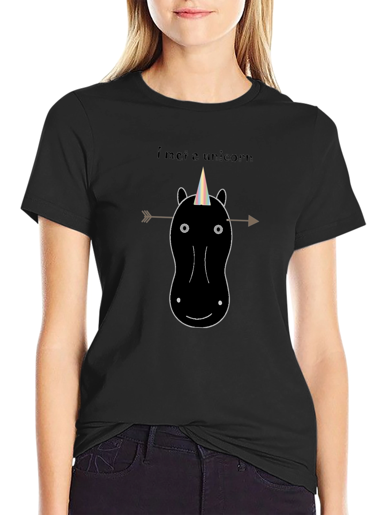 Black I Met a Unicorn Graphic T-Shirt - Black view 2