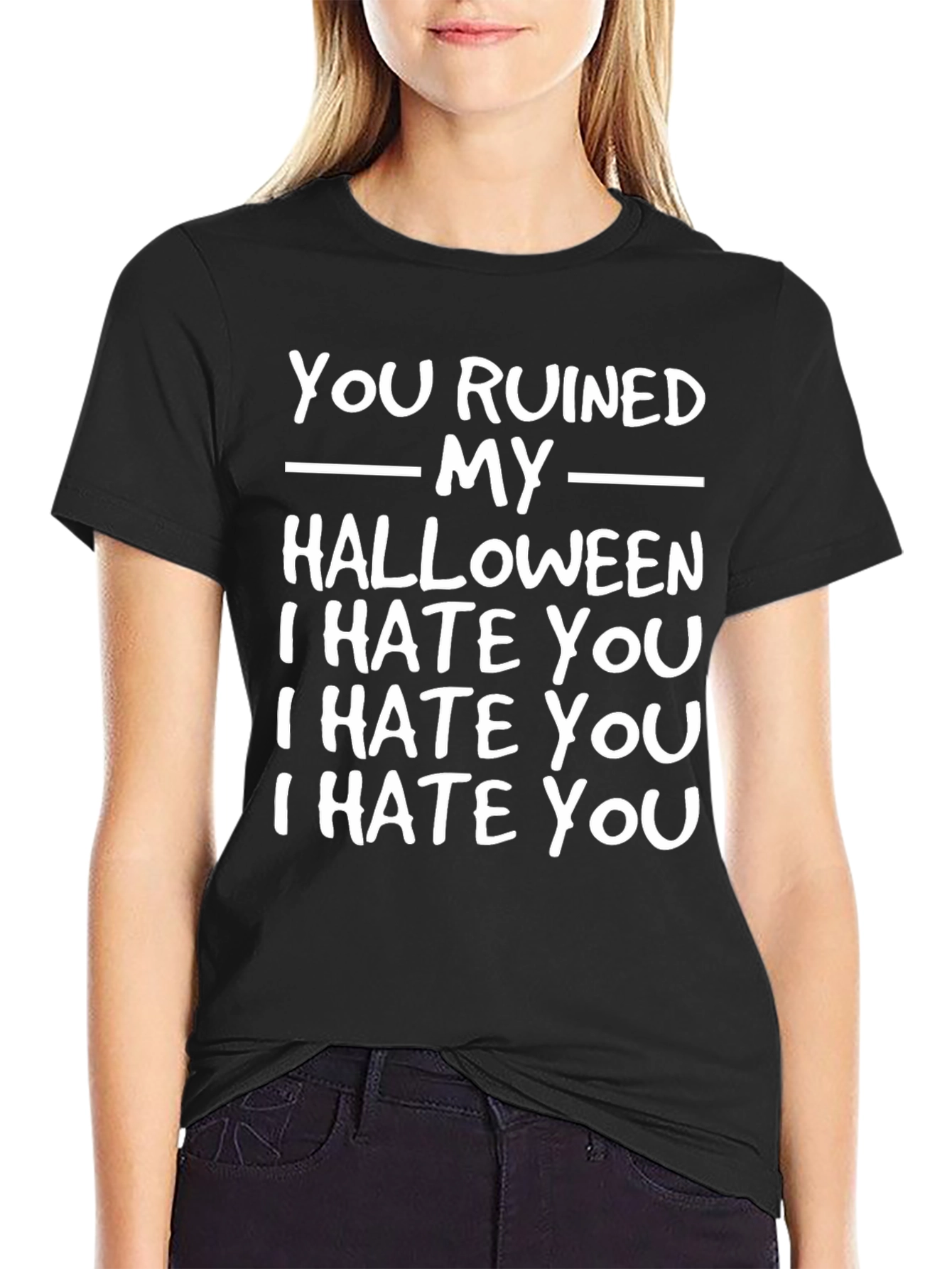 Black Funny Halloween Ruined T-Shirt view 2