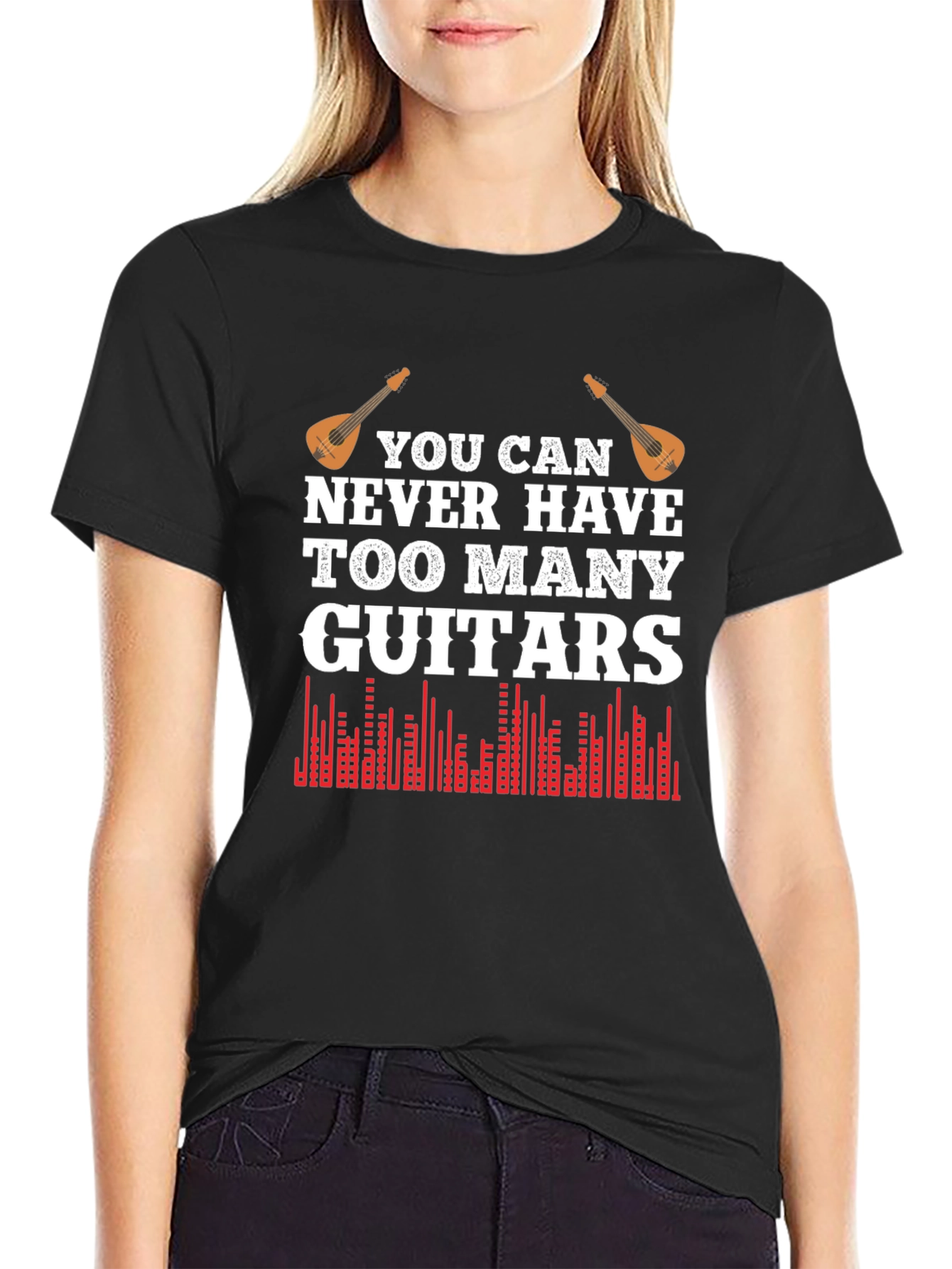 Black You Can Never Have Too Many Guitars T-Shirt view 2