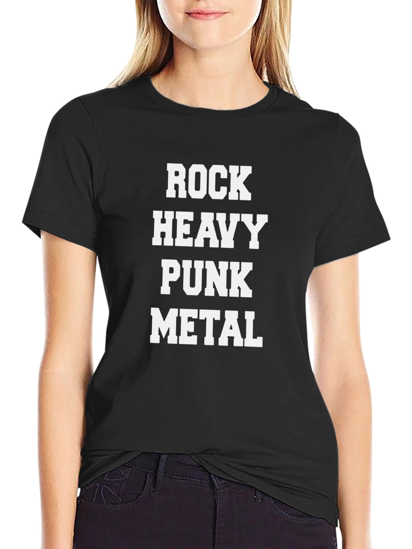 Black Rock Heavy Punk Metal T-Shirt Black Cotton Blend view 2