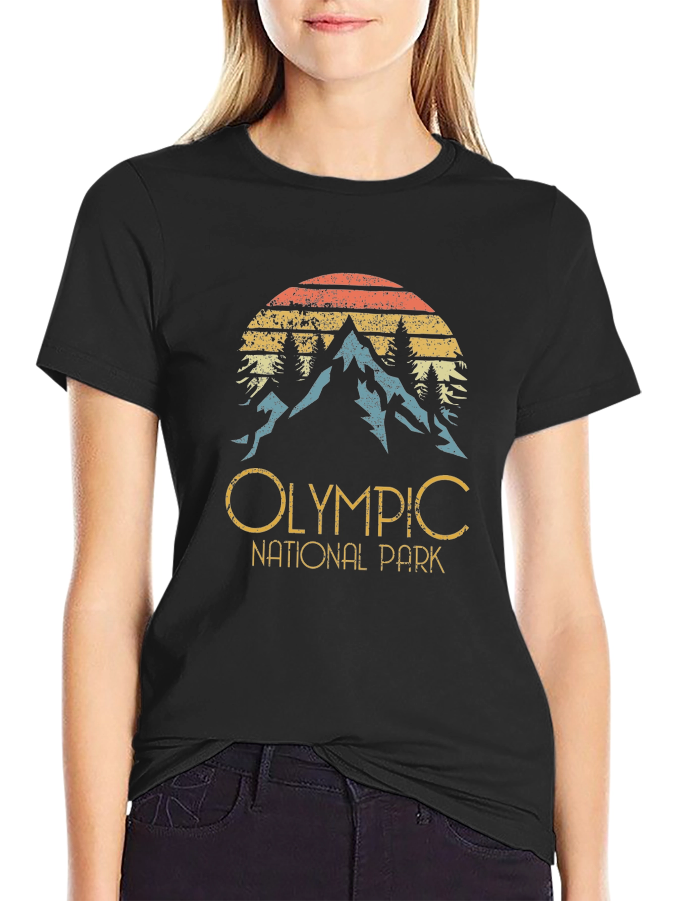 Black Olympic National Park Retro Graphic Tee view 2