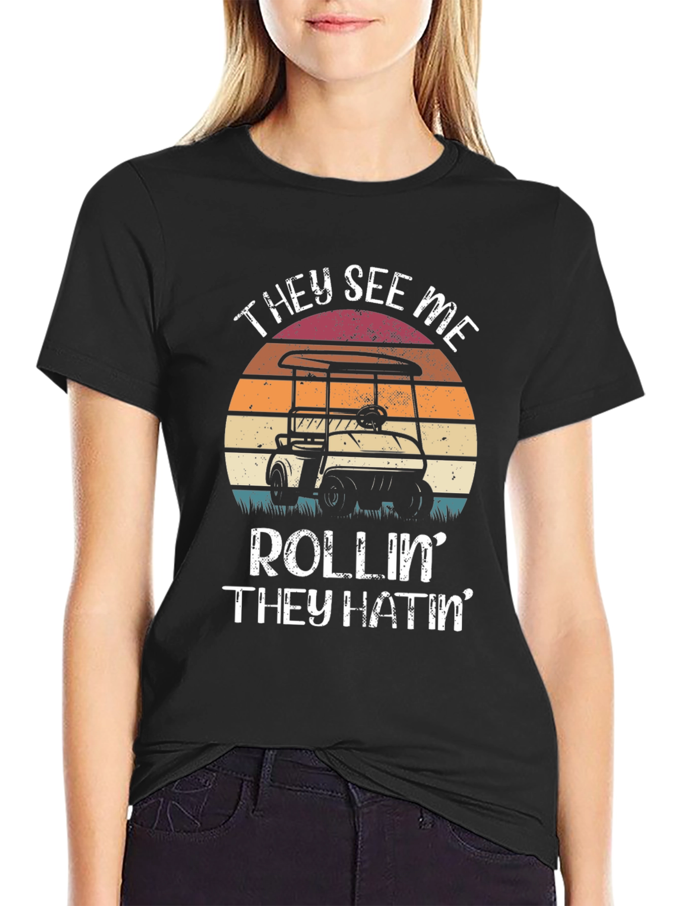 Black They See Me Rollin' T-Shirt view 2
