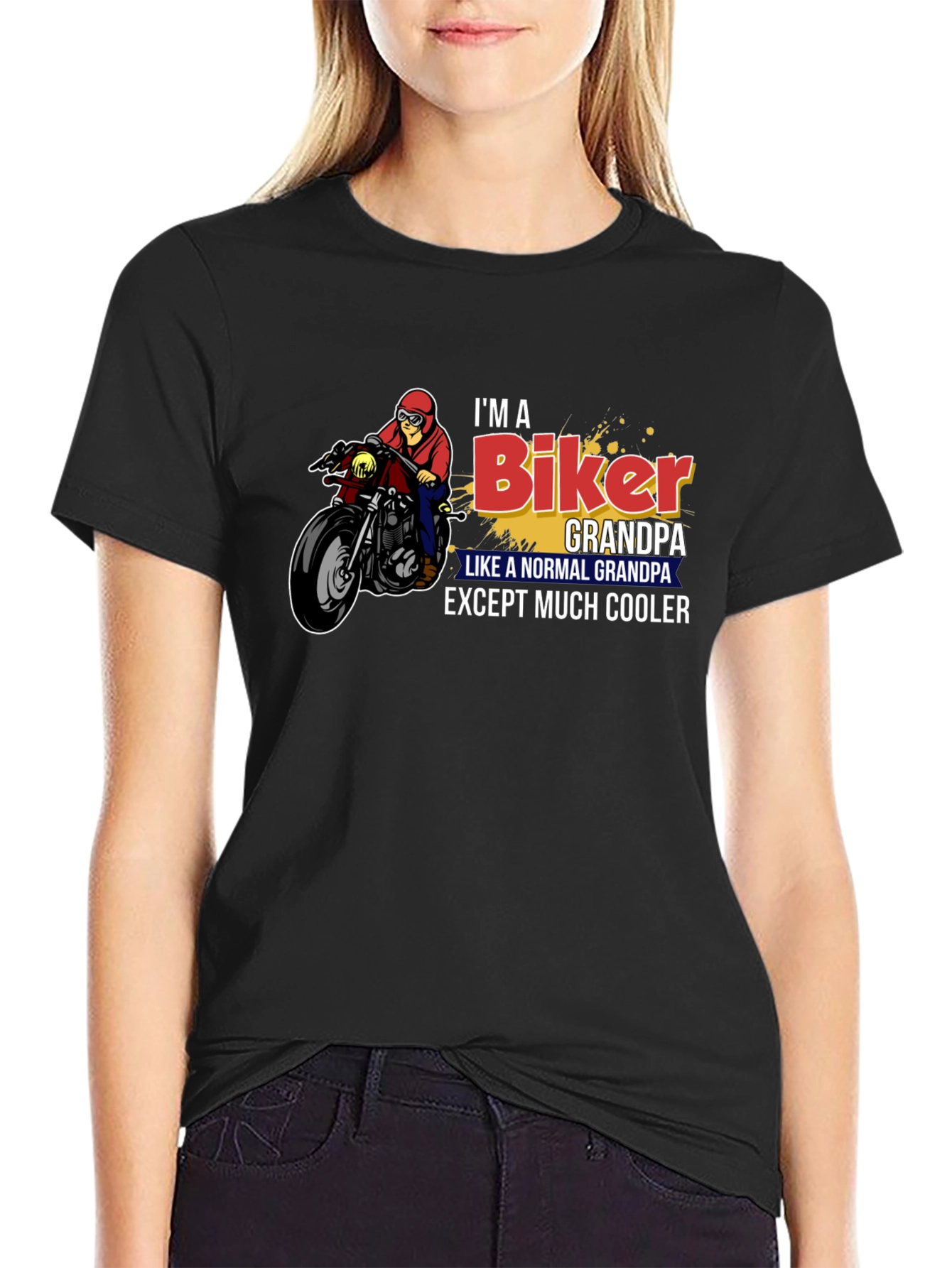 Black Biker Grandpa Graphic T-Shirt view 2