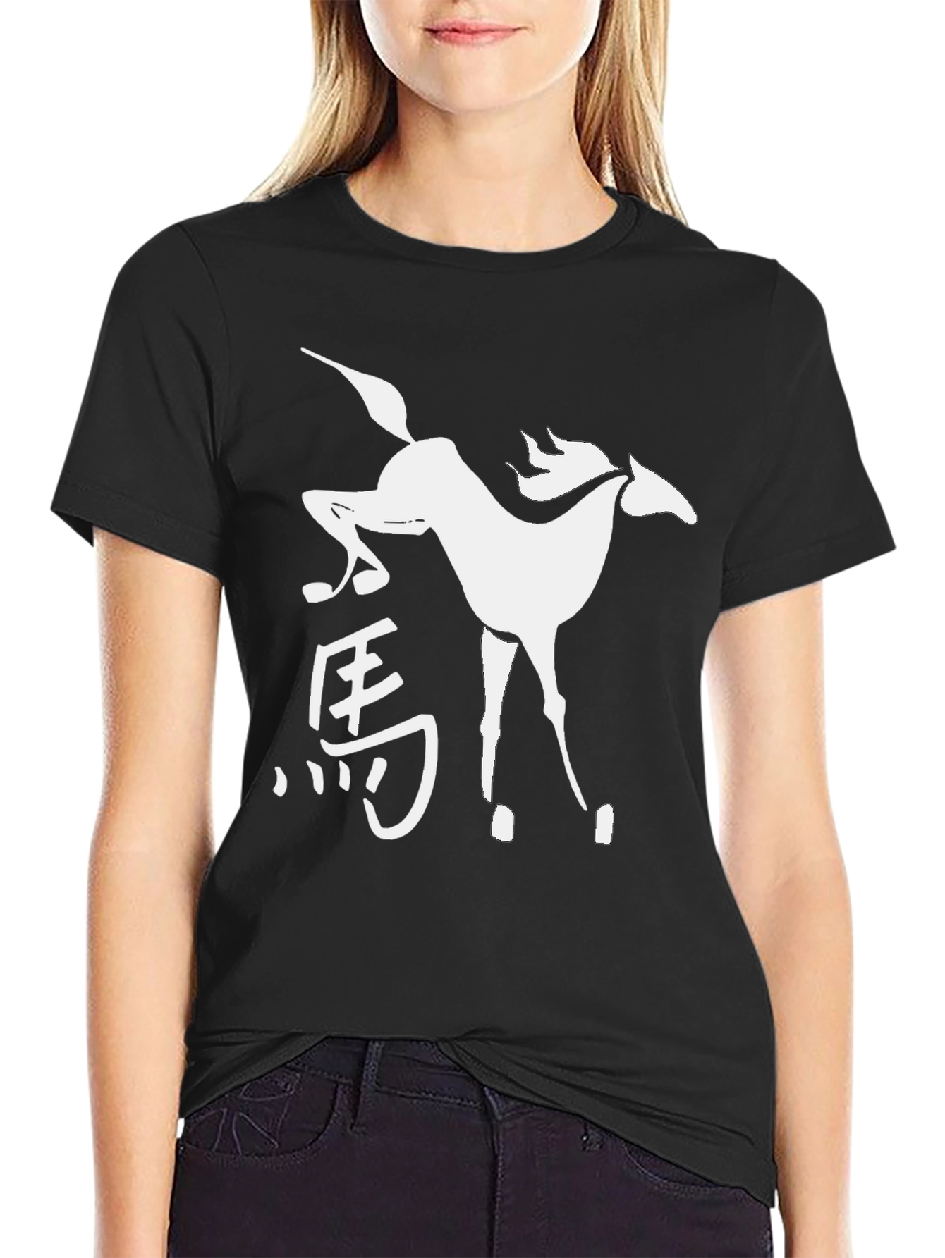 Black Horse Symbol Black T-Shirt view 2