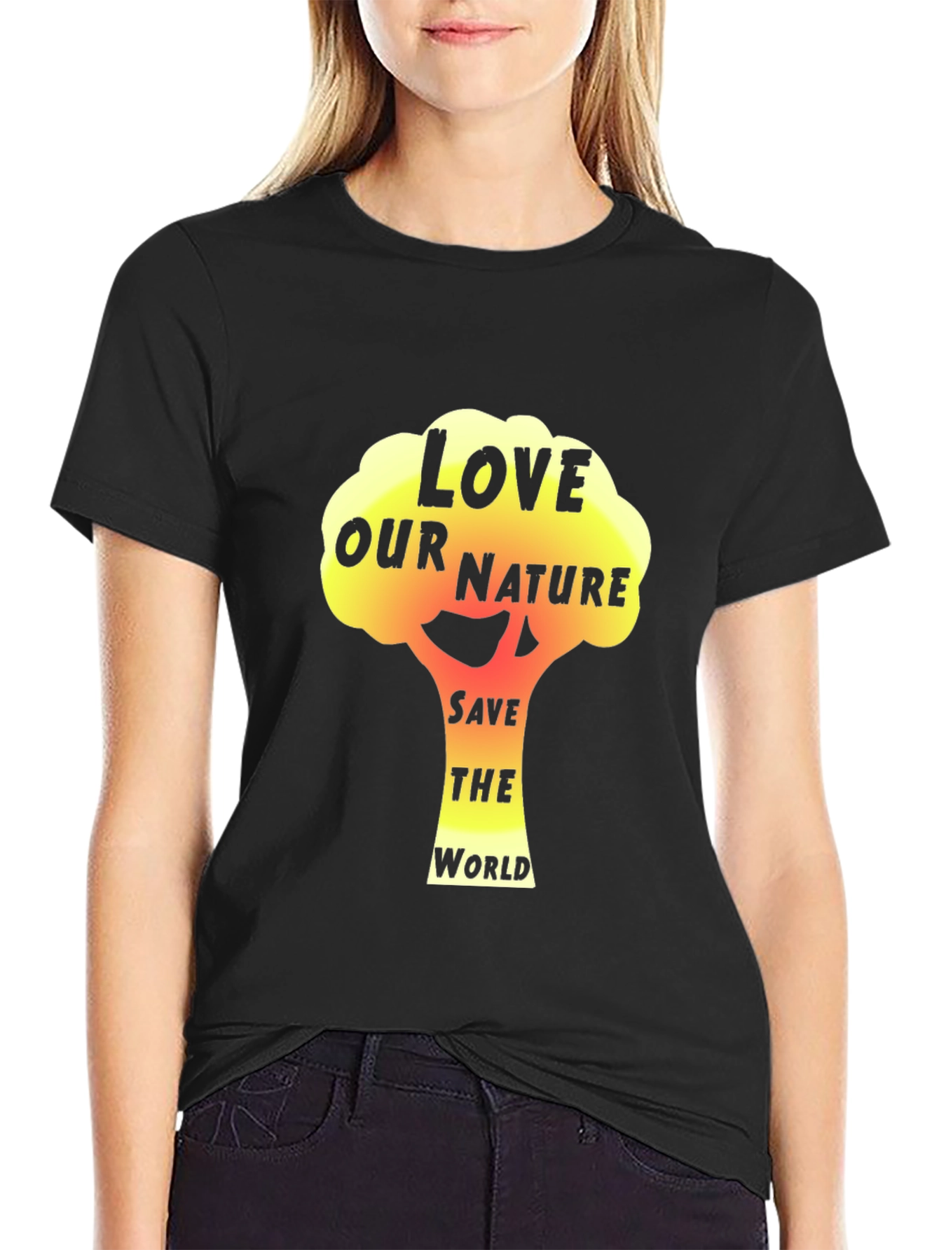 Black Love Nature Save World Graphic T-Shirt view 2
