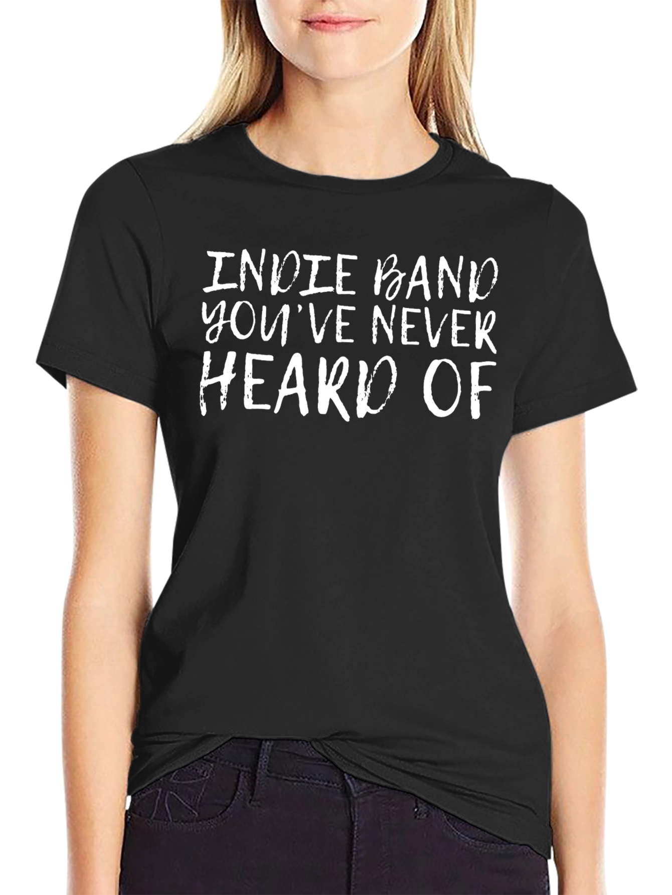 Black Indie Band T-Shirt - Funny Music Lover Tee view 2