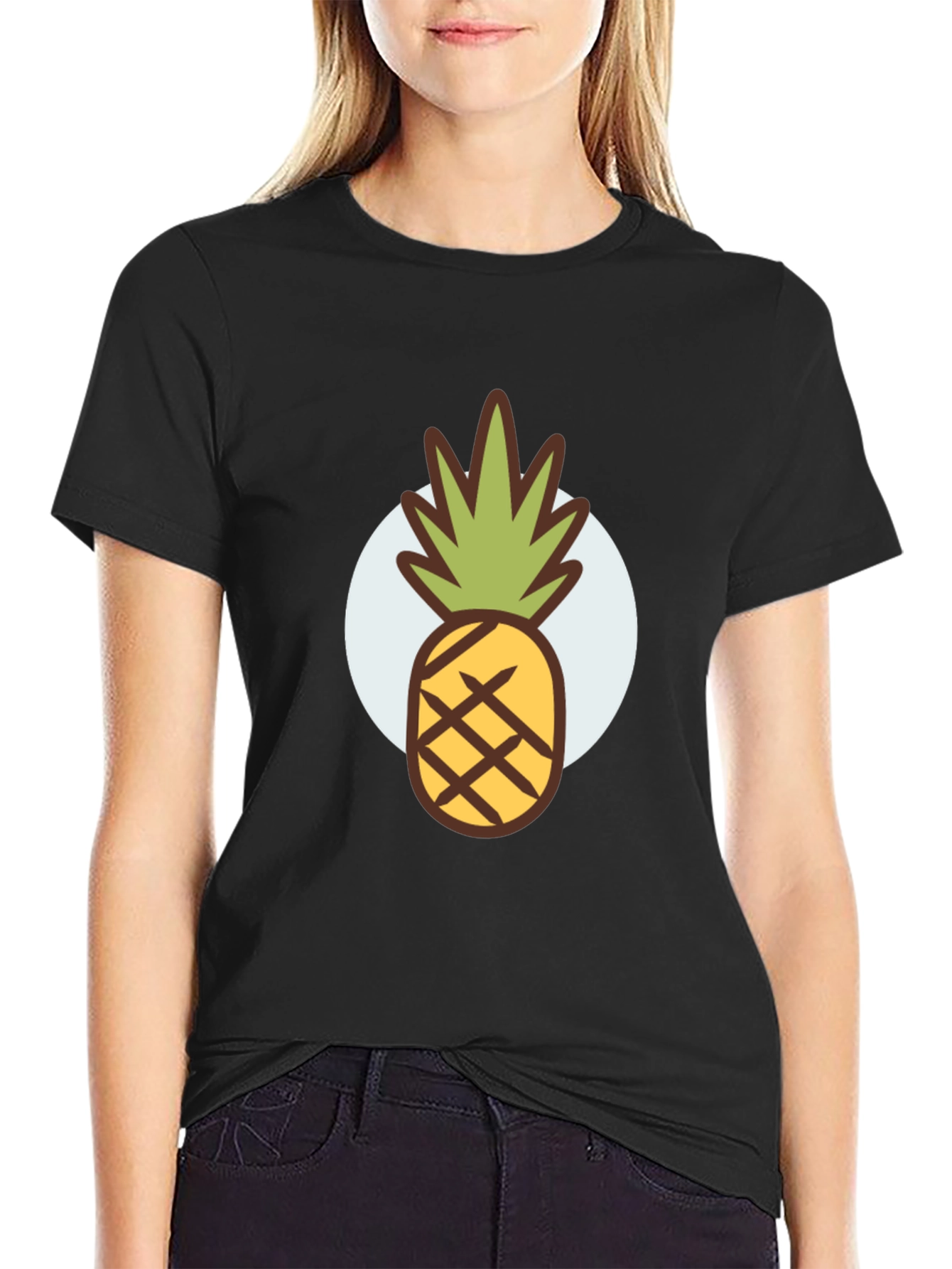 Black Pineapple Graphic Tee - Stylish Men's Black T-Shirt view 2