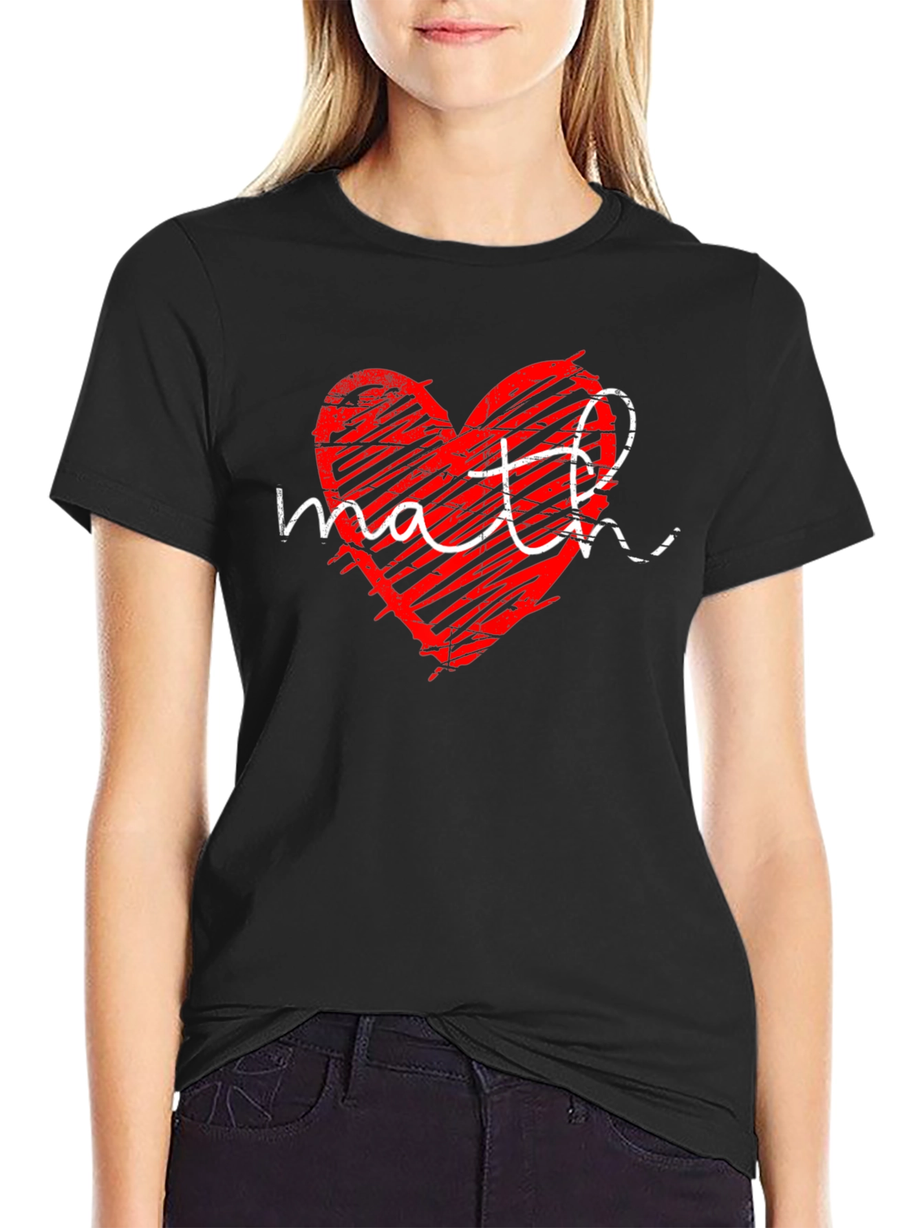 Black Math Heart Graphic T-Shirt - Perfect for Math Lovers view 2