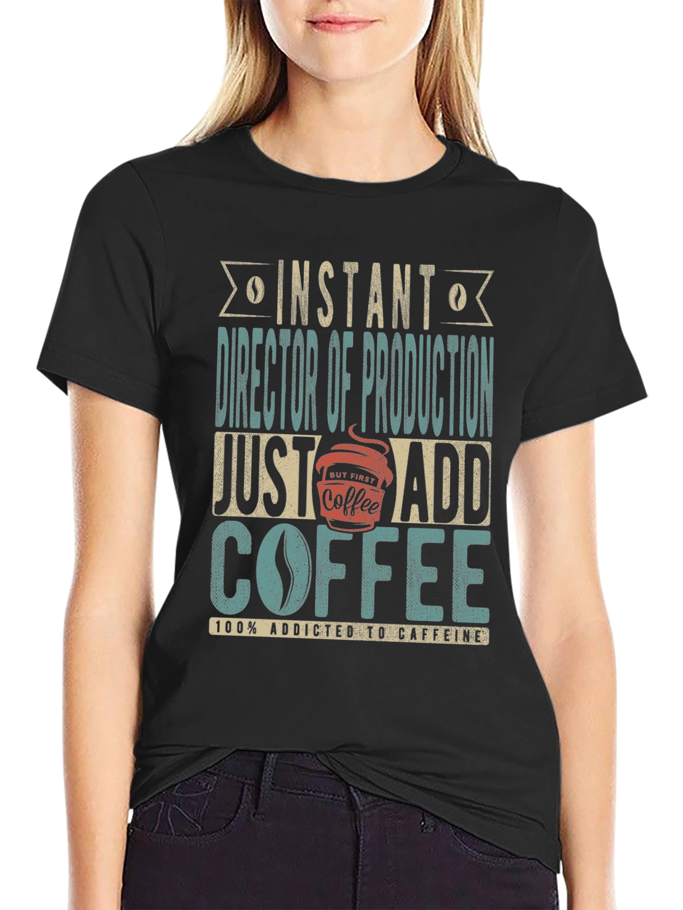 Black Director of Production Coffee Addict T-Shirt view 2