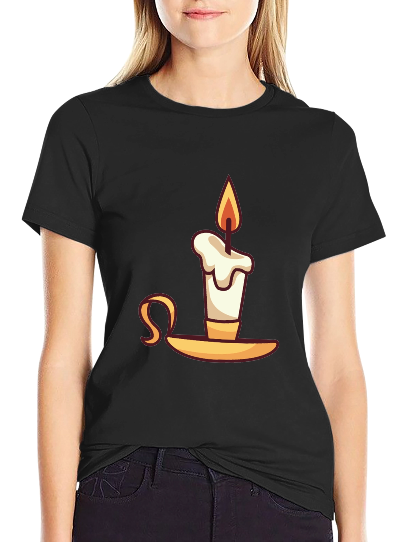 Black Novelty Candle Graphic T-Shirt view 2