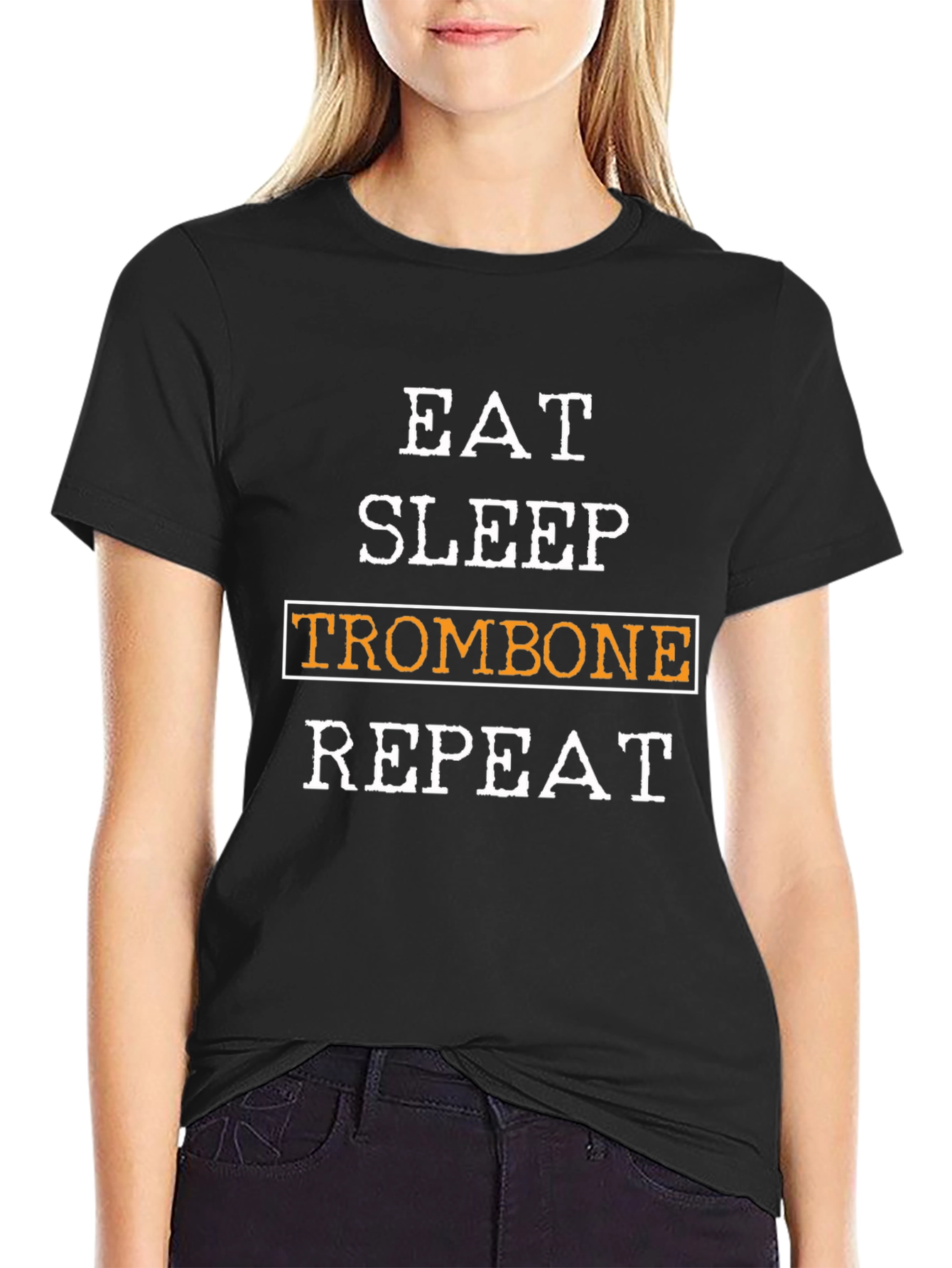 Black Eat Sleep Trombone Repeat T-Shirt view 2