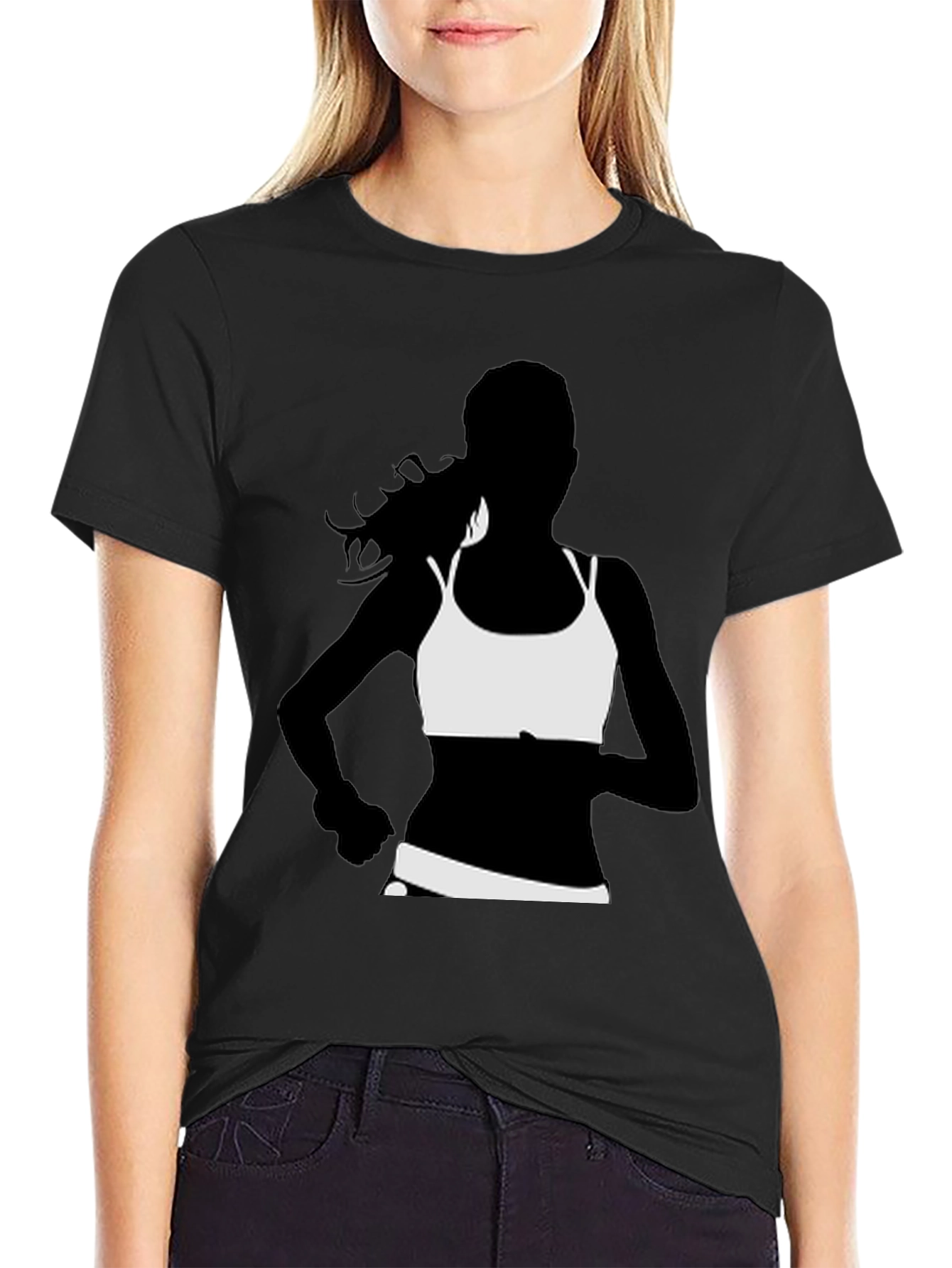 Black Running Woman Graphic Tee - Black view 2