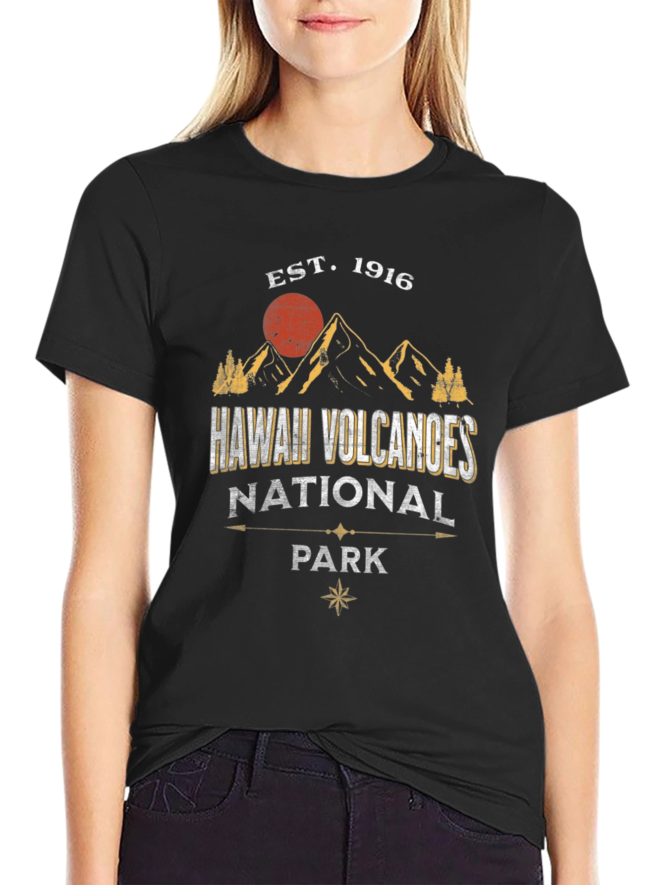 Black Hawaii Volcanoes National Park Graphic Tee view 2