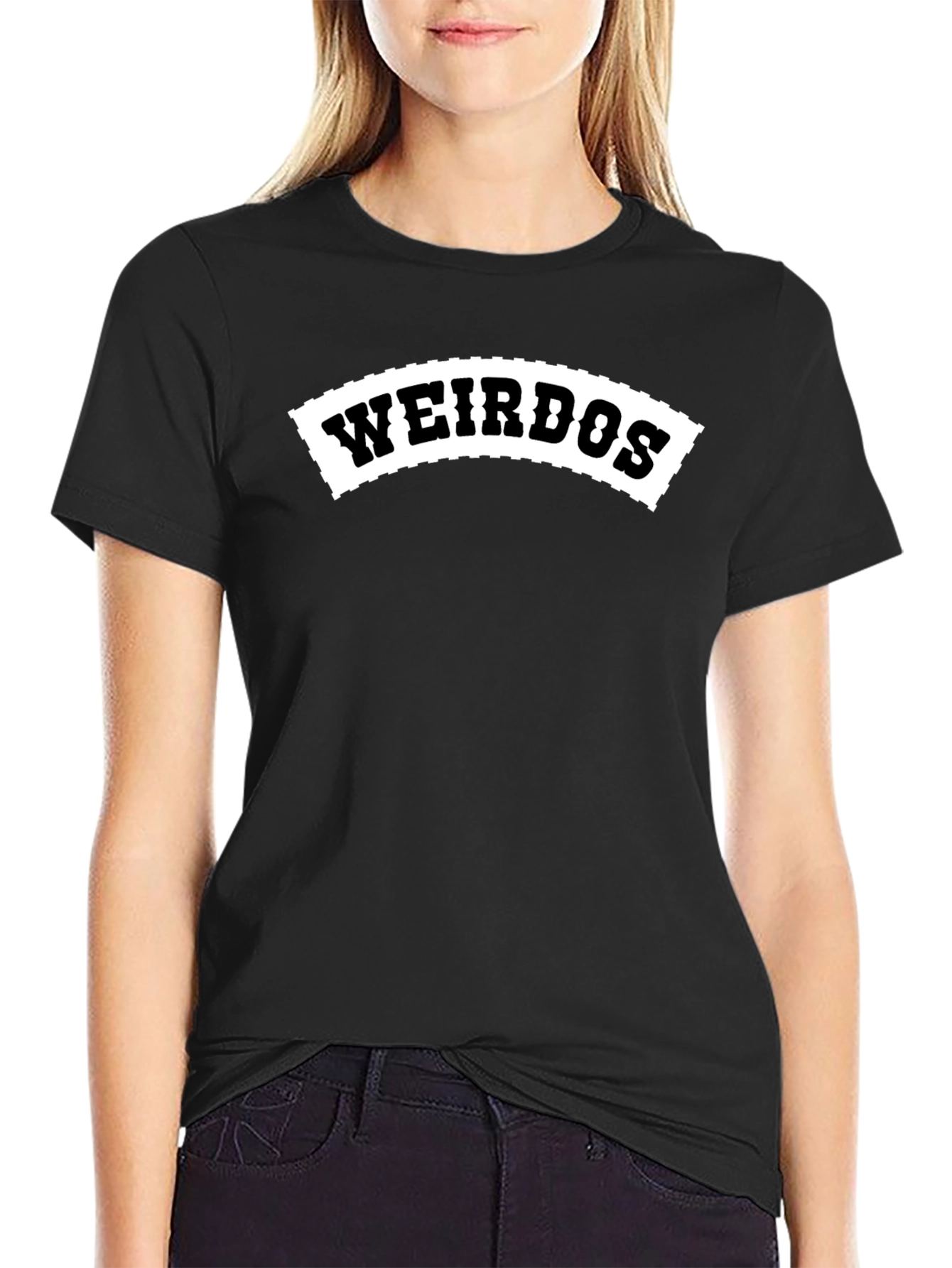 Black "Weirdos" Graphic T-Shirt - Black Crew Neck Tee view 2