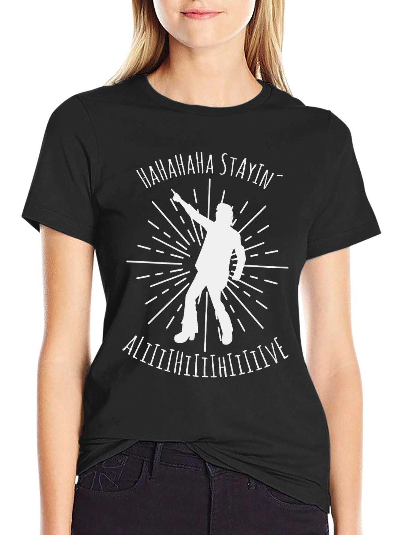 Black Staying Alive Graphic Tee view 2