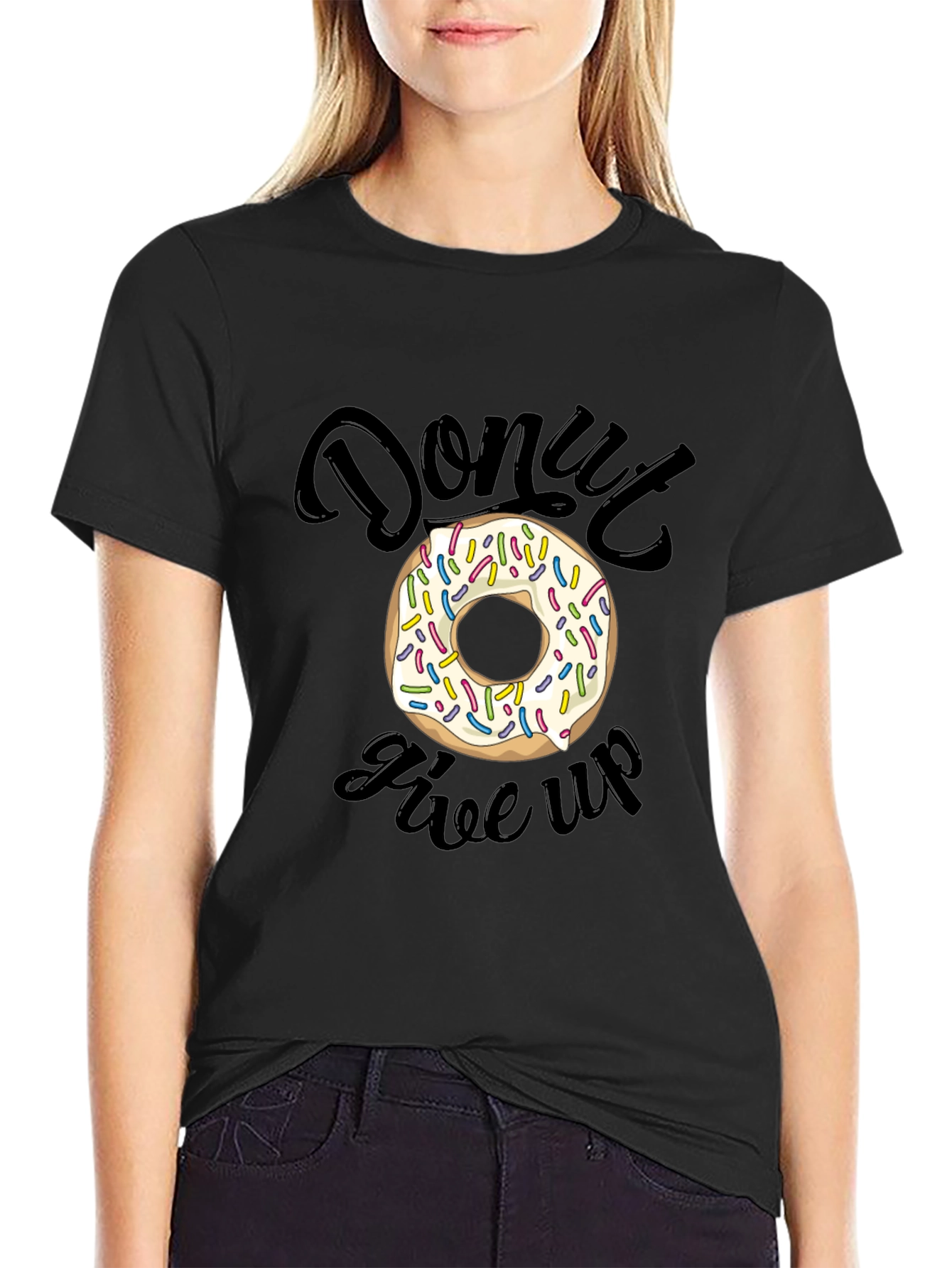 Black Donut Give Up Graphic Tee - Unisex T-Shirt view 2
