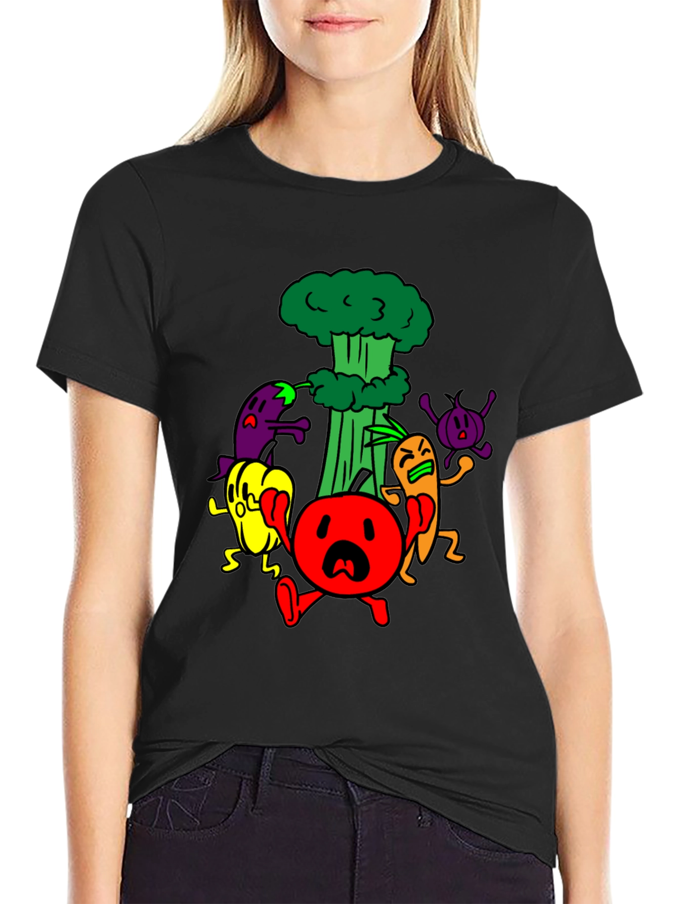 Cartoon Vegetable Panic T-Shirt - 2