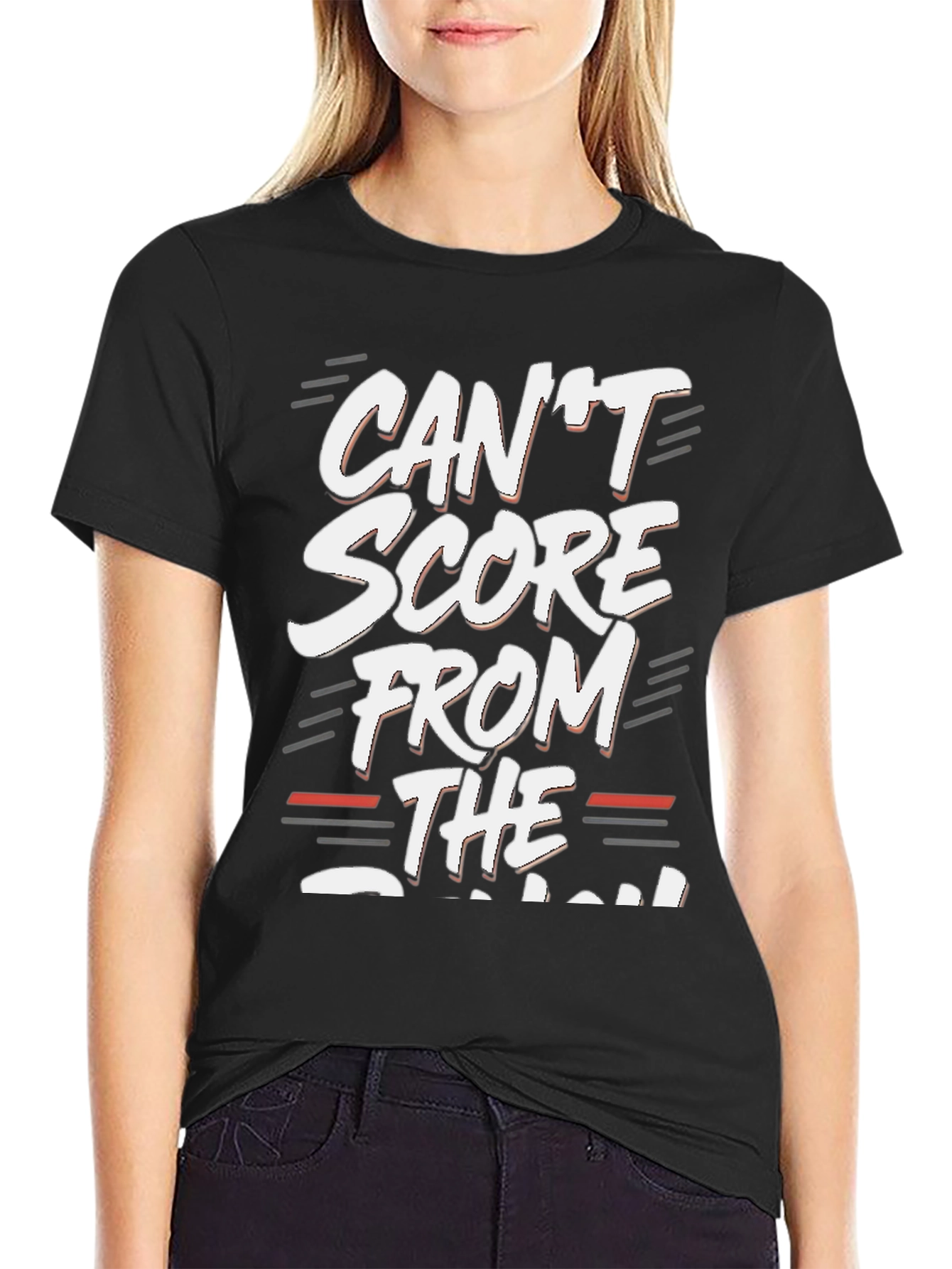 Black Funny Basketball T-Shirt - Can't Score From The Couch! view 2