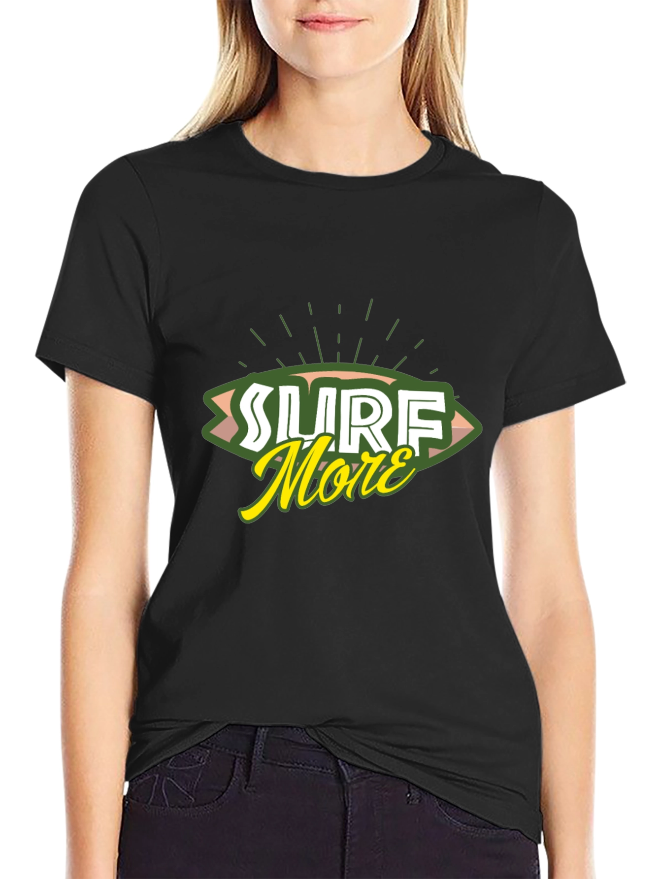 Black Surf More Graphic Tee - Black Cotton T-Shirt view 2