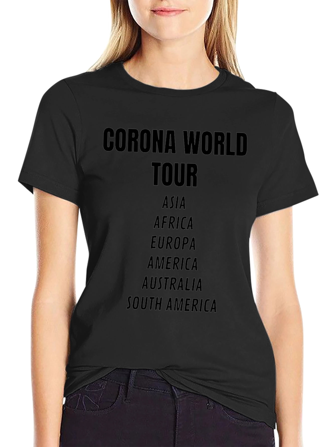Black Corona World Tour Black Graphic T-Shirt view 2