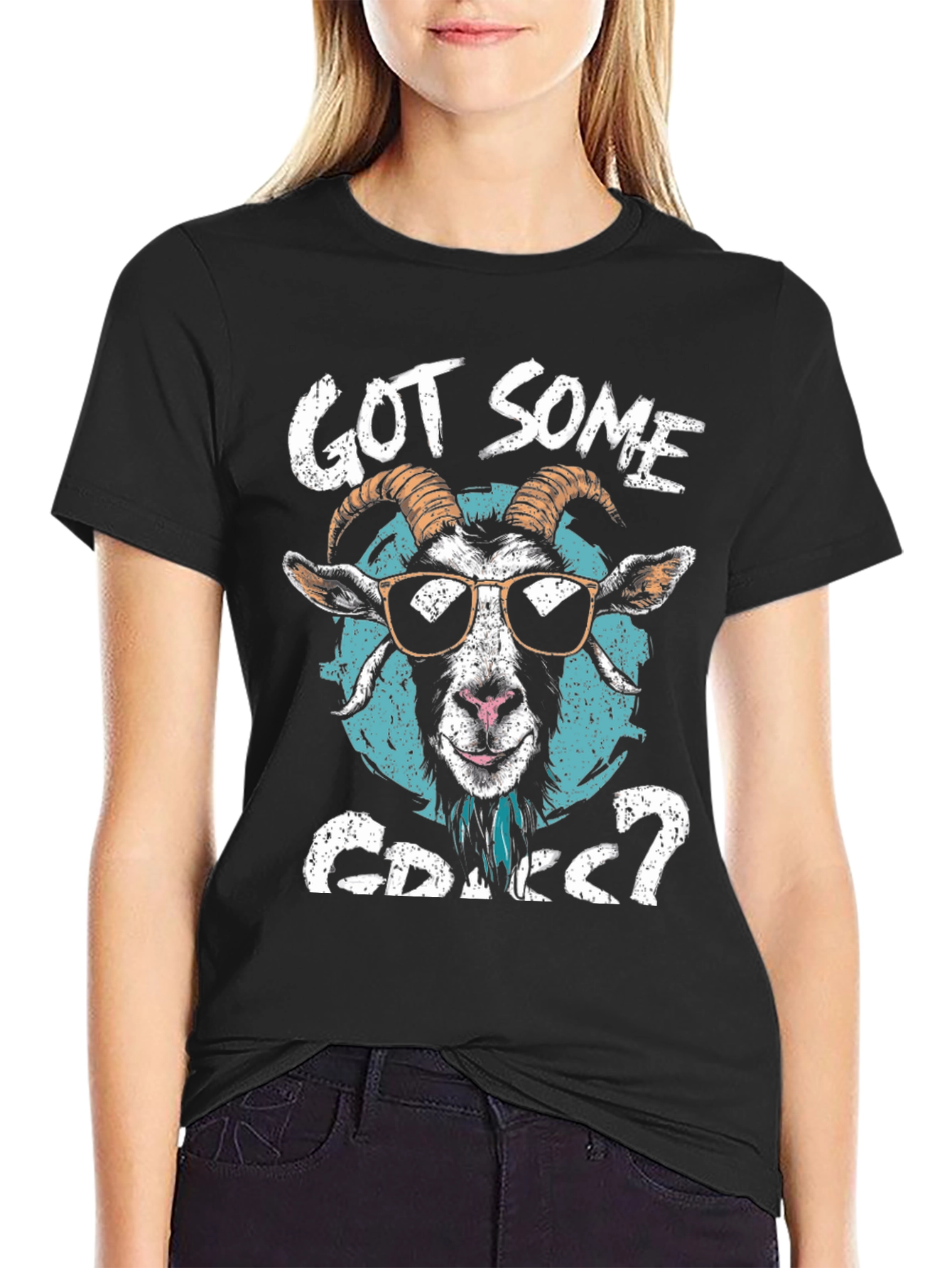 Black Got Some Grass? Goat Graphic Tee view 2
