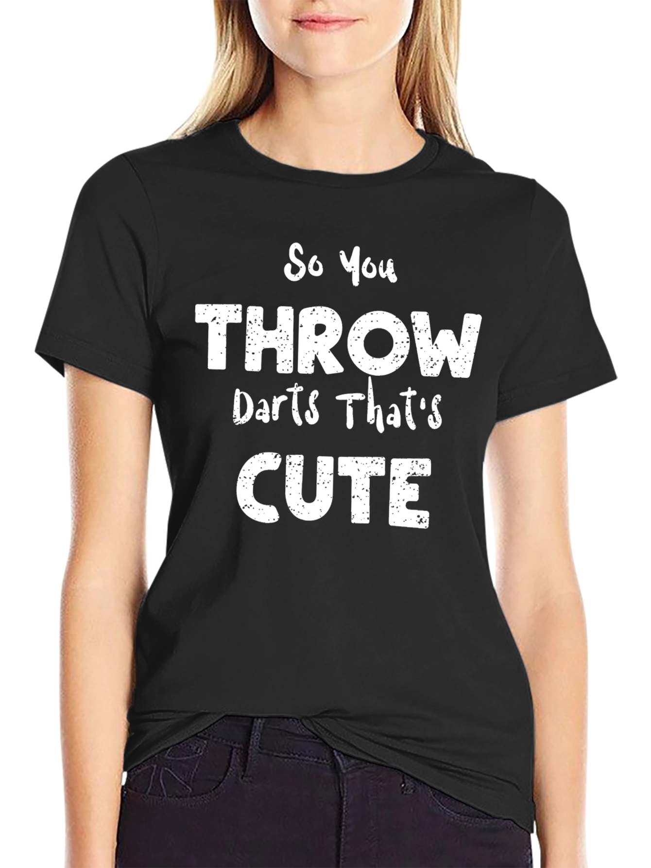 Black So You Throw Darts Cute T-Shirt view 2