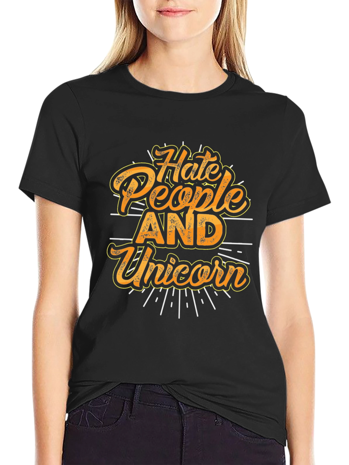 Black Hate People & Unicorns Black Graphic Tee view 2