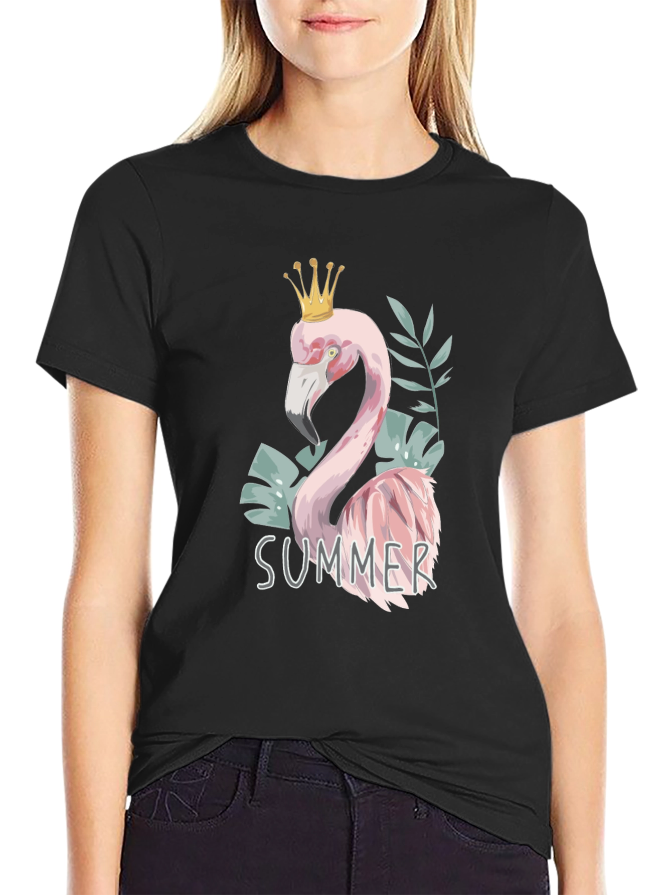 Black Summer Flamingo Tee view 2