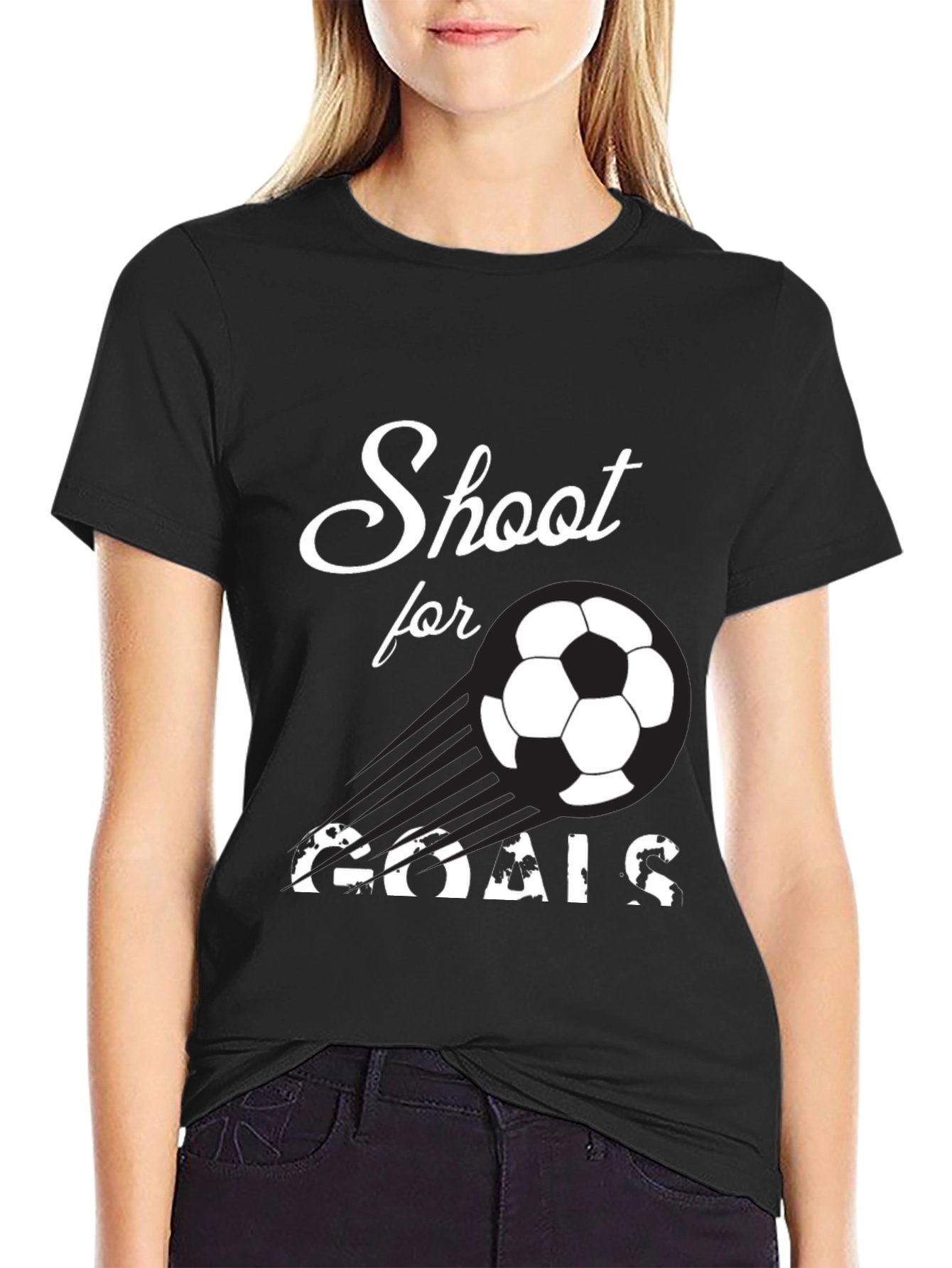 Black Shoot for Goals Soccer T-Shirt view 2