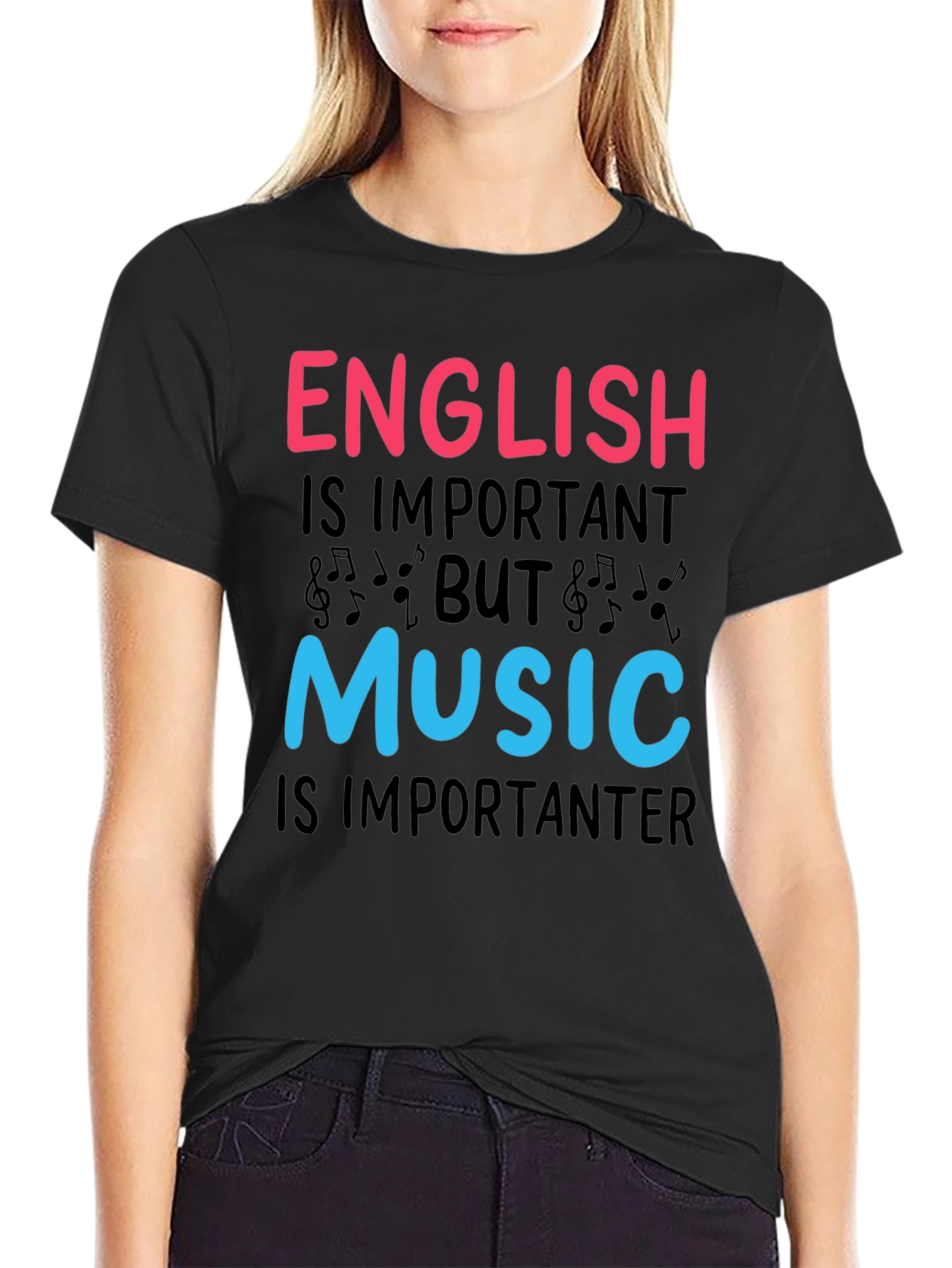 Black English vs Music T-Shirt - Importanter Funny Tee view 2