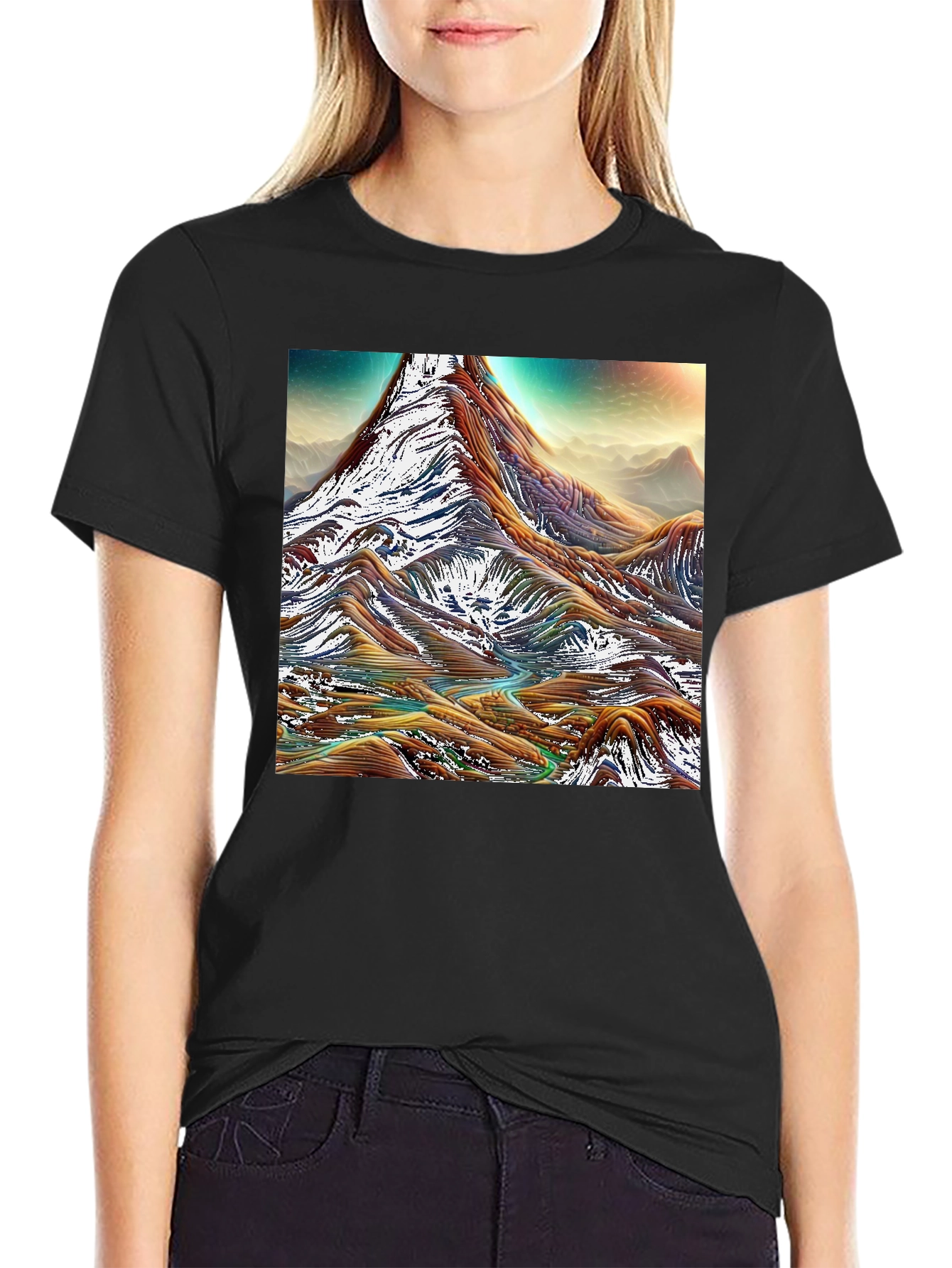 Black Mountain Range Graphic Tee - Black Cotton Comfort view 2