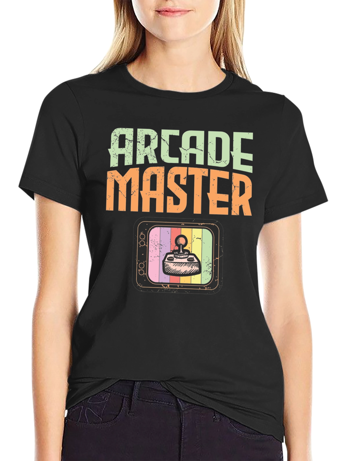 Black Arcade Master Retro Gaming T-Shirt view 2