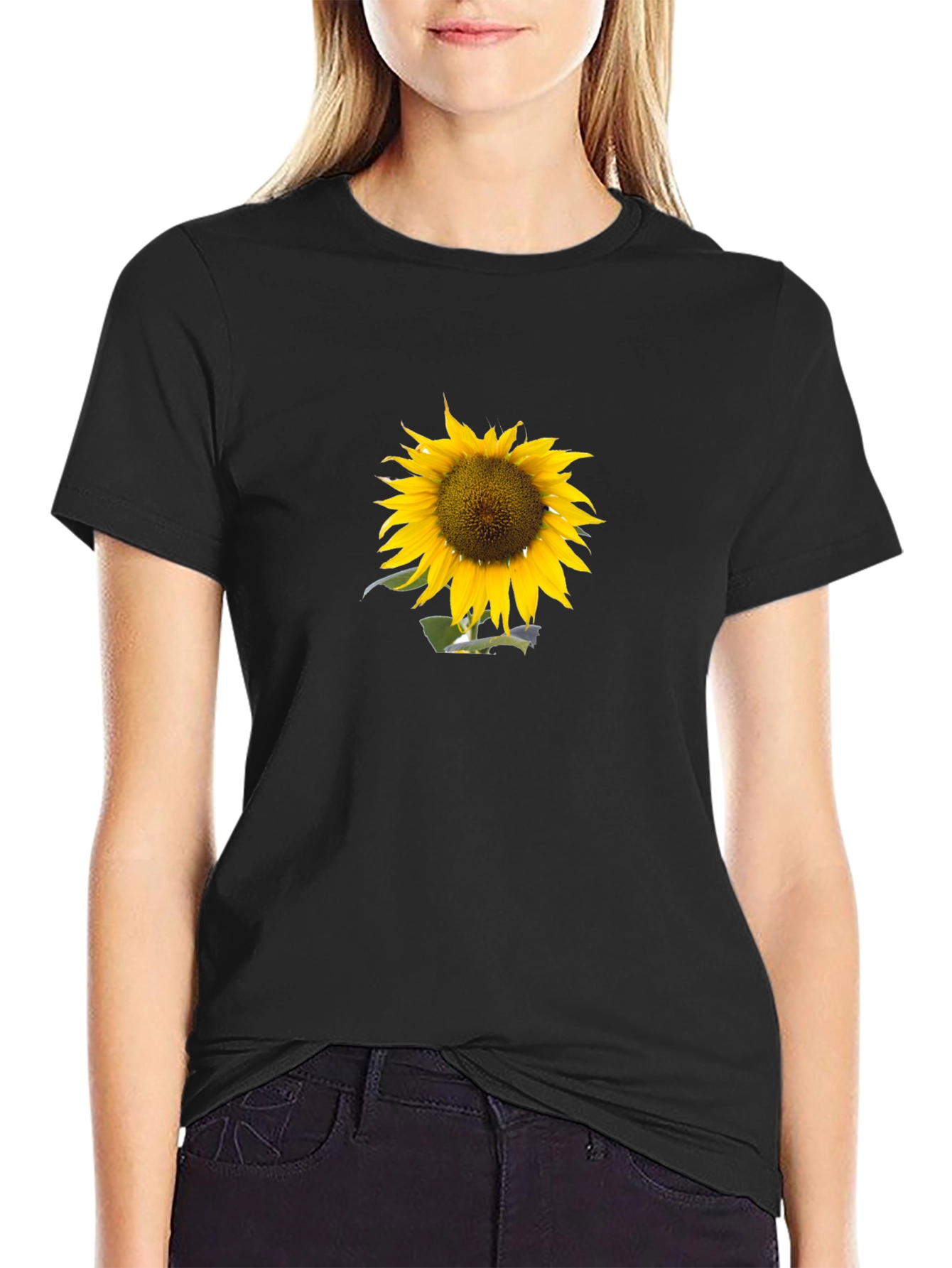Black Sunflower Graphic Black T-Shirt view 2