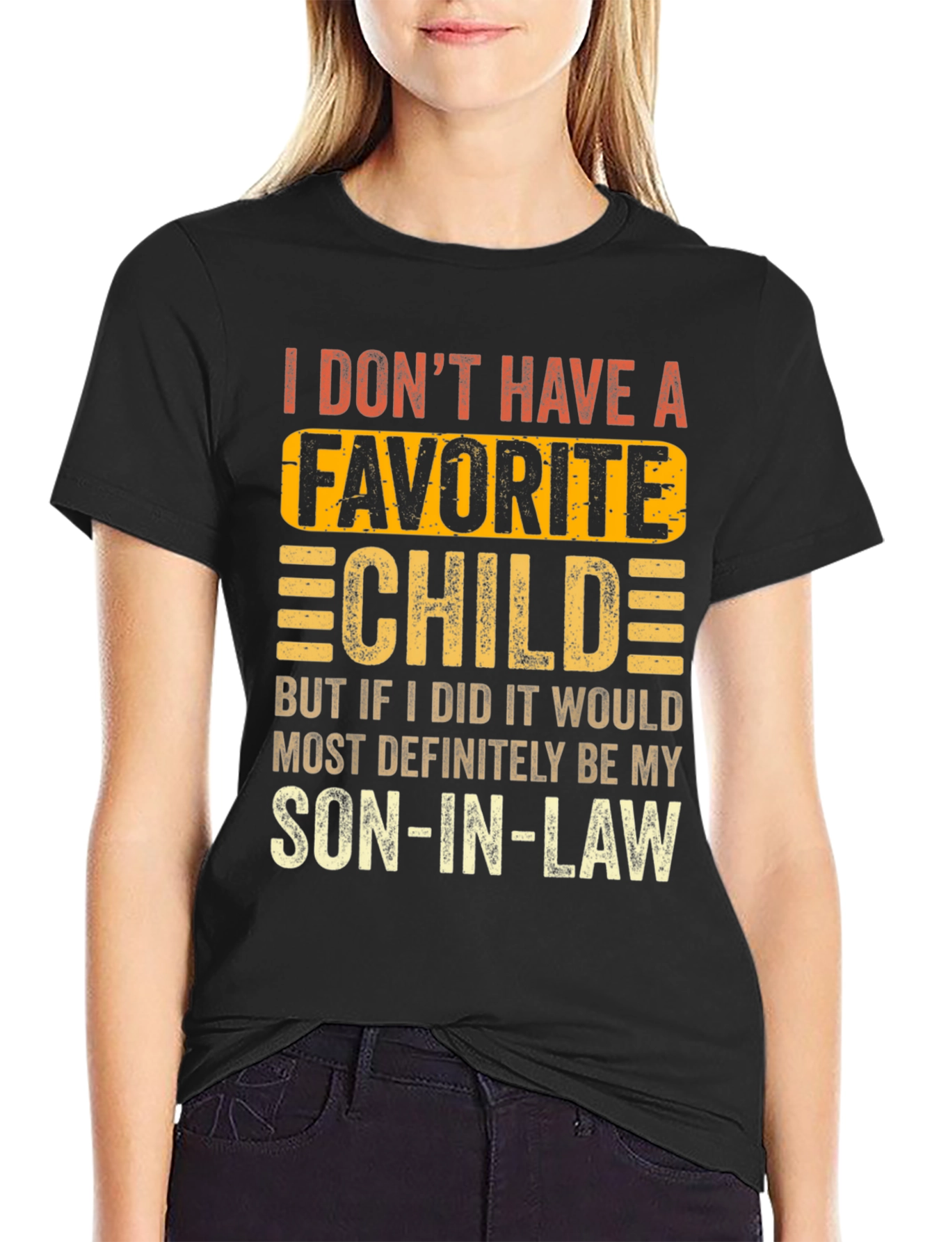 Black Funny "Son-in-Law is My Favorite Child" Black T-Shirt view 2