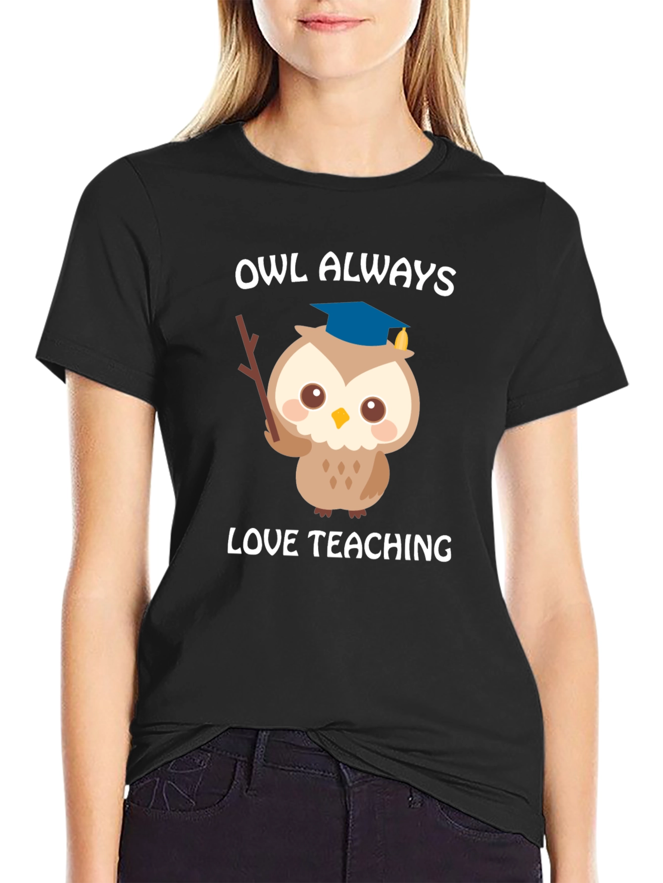 Black Owl Always Love Teaching T-Shirt view 2
